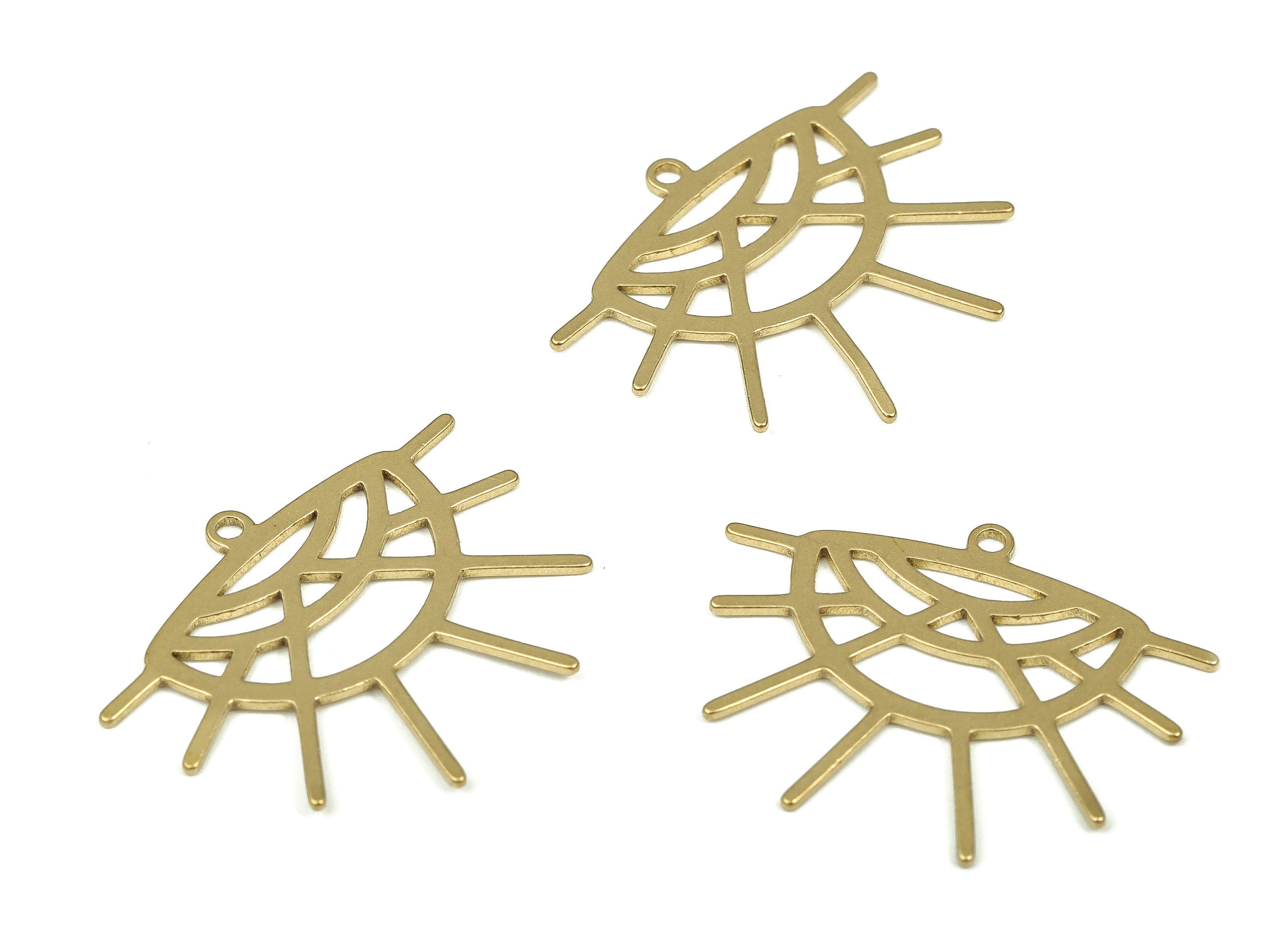 Brass Semi Circle Earring Charms - Raw Brass Half Moon Pendant - Earrings Finding - Jewelry Making Supplies - 25.29x20.1x0.86mm - PP4293 - DOMEDBAZAAR