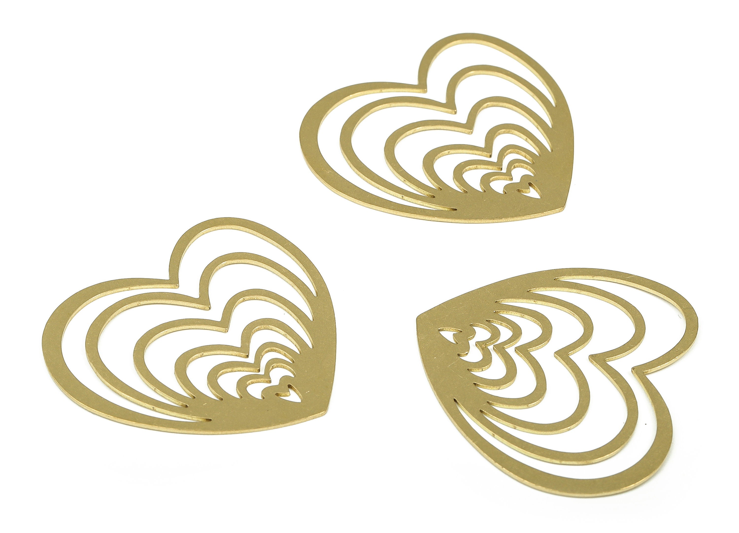 Brass Heart Charm Earring Findings - Raw Brass Geometric Heart Charm - Earring Heart Charm - Jewelry Supplies - 39.8x 36.99x0.68mm - PP4266 - DOMEDBAZAAR