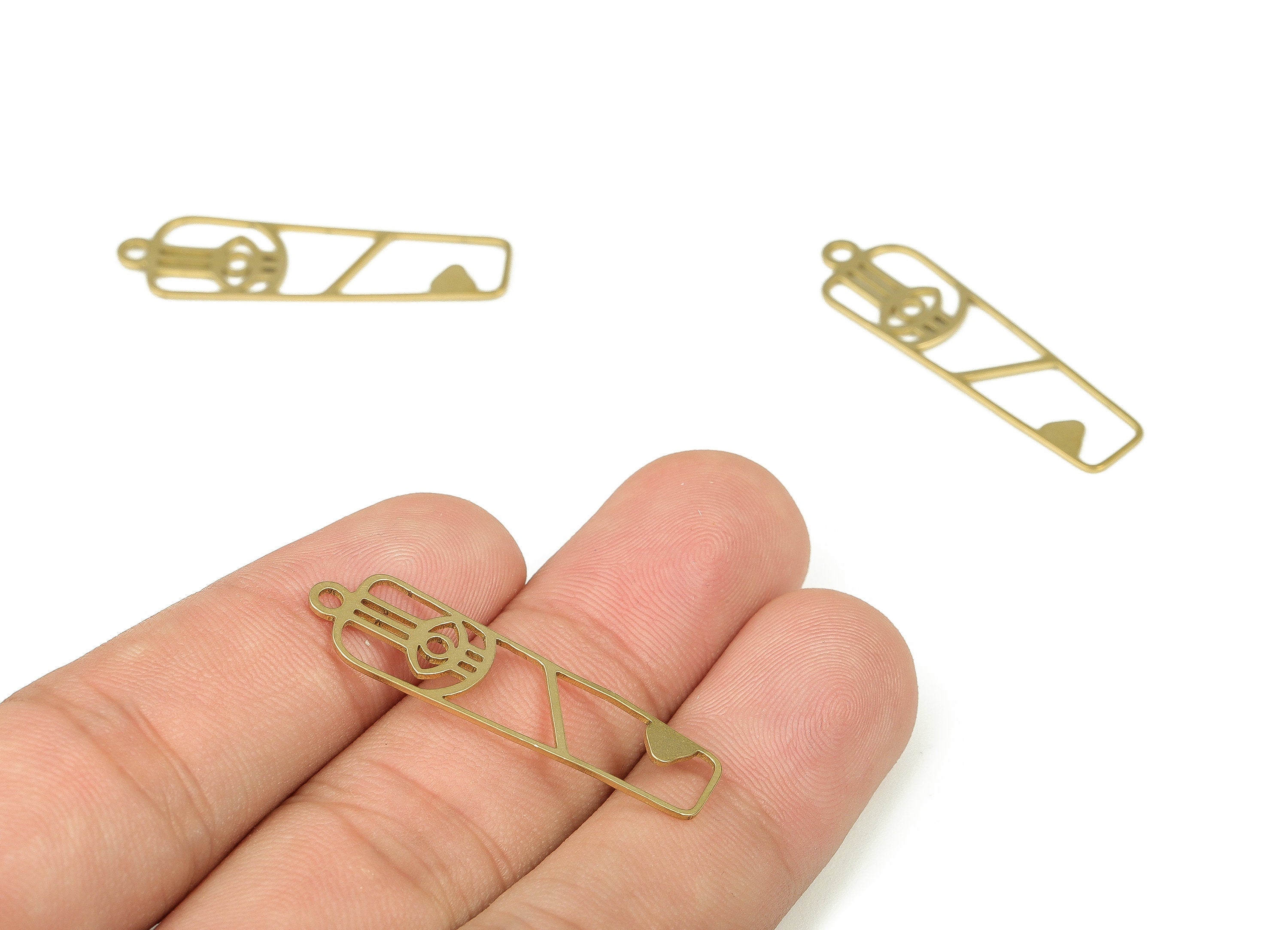 Raw Brass Oval Eye Earring Charm - Brass Oval Pendant Charm - Raw Brass Earring Findings - Jewelry Making Supplies -34.95x9.93x0.74mm-PP4318 - DOMEDBAZAAR