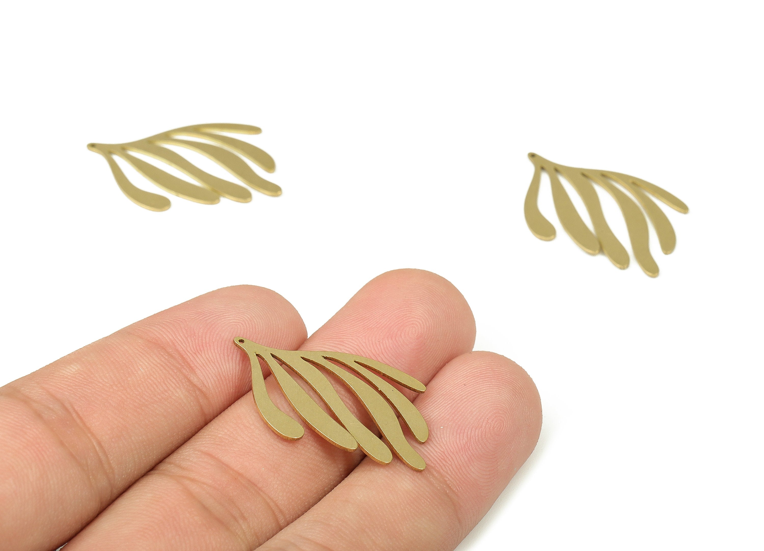 Raw Brass Branch Earring Charm - Brass Leaf Pendant Charm - Raw Brass Earring Findings - Jewelry Making Supplies -29.96x16.74x0.78mm- PP4341 - DOMEDBAZAAR