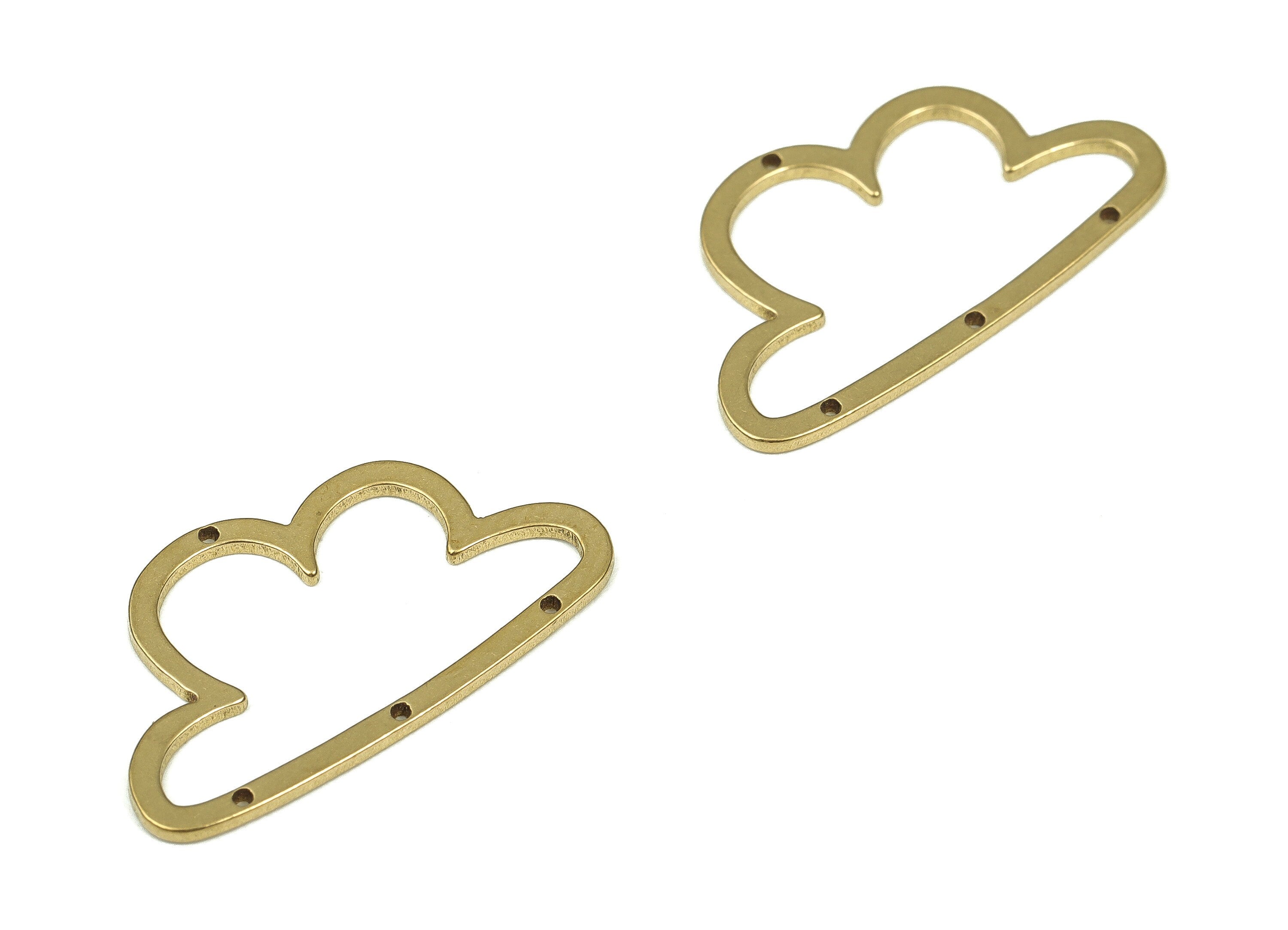 Raw Brass Cloud Charm – Brass Cloud Pendant –Could Connector – Cloud Earring Charm – Jewelry Supplies - 22.03x12.17x0.81mm - PP4272 - DOMEDBAZAAR