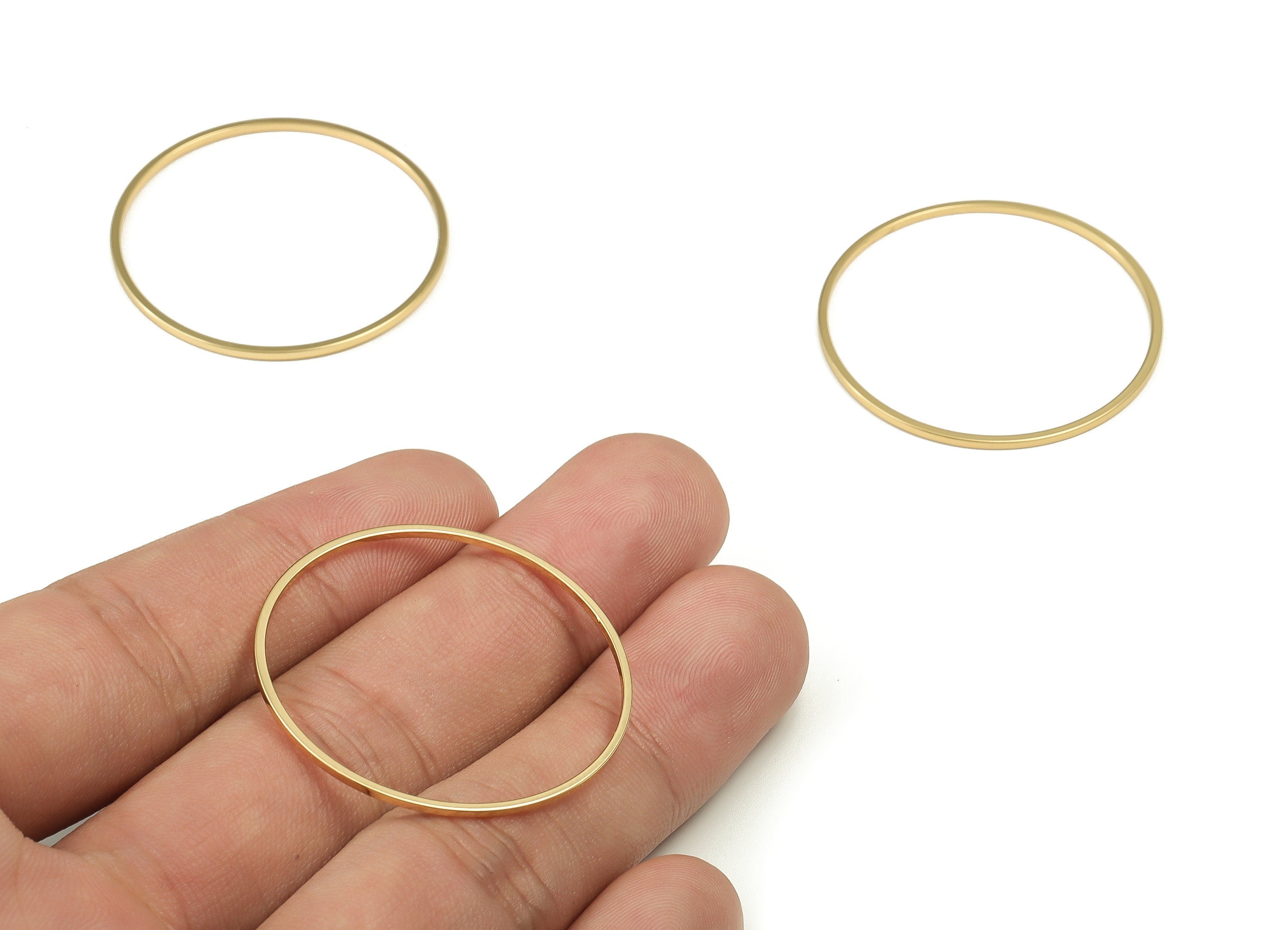 Brass Round Connector - Gold Round Links - Brass Circle Connector - 18K Real Gold Plated Brass - Jewelry Supplies - 35x1x1mm - RGP3310-35 - DOMEDBAZAAR