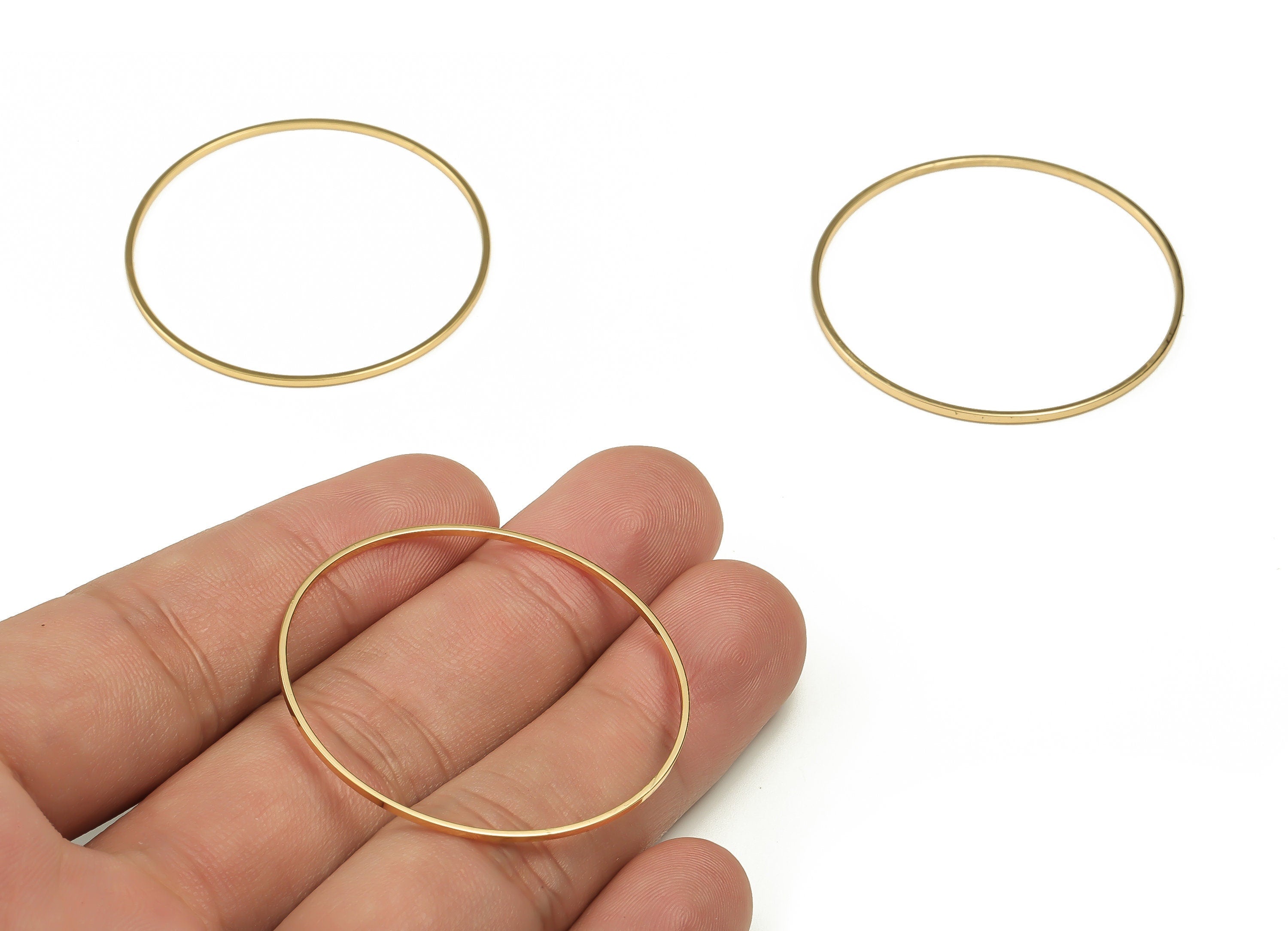 Brass Round Connector - Gold Round Links - Brass Circle Connector - 18K Real Gold Plated Brass - Jewelry Supplies - 40x1.1x1mm - RGP3310-40 - DOMEDBAZAAR