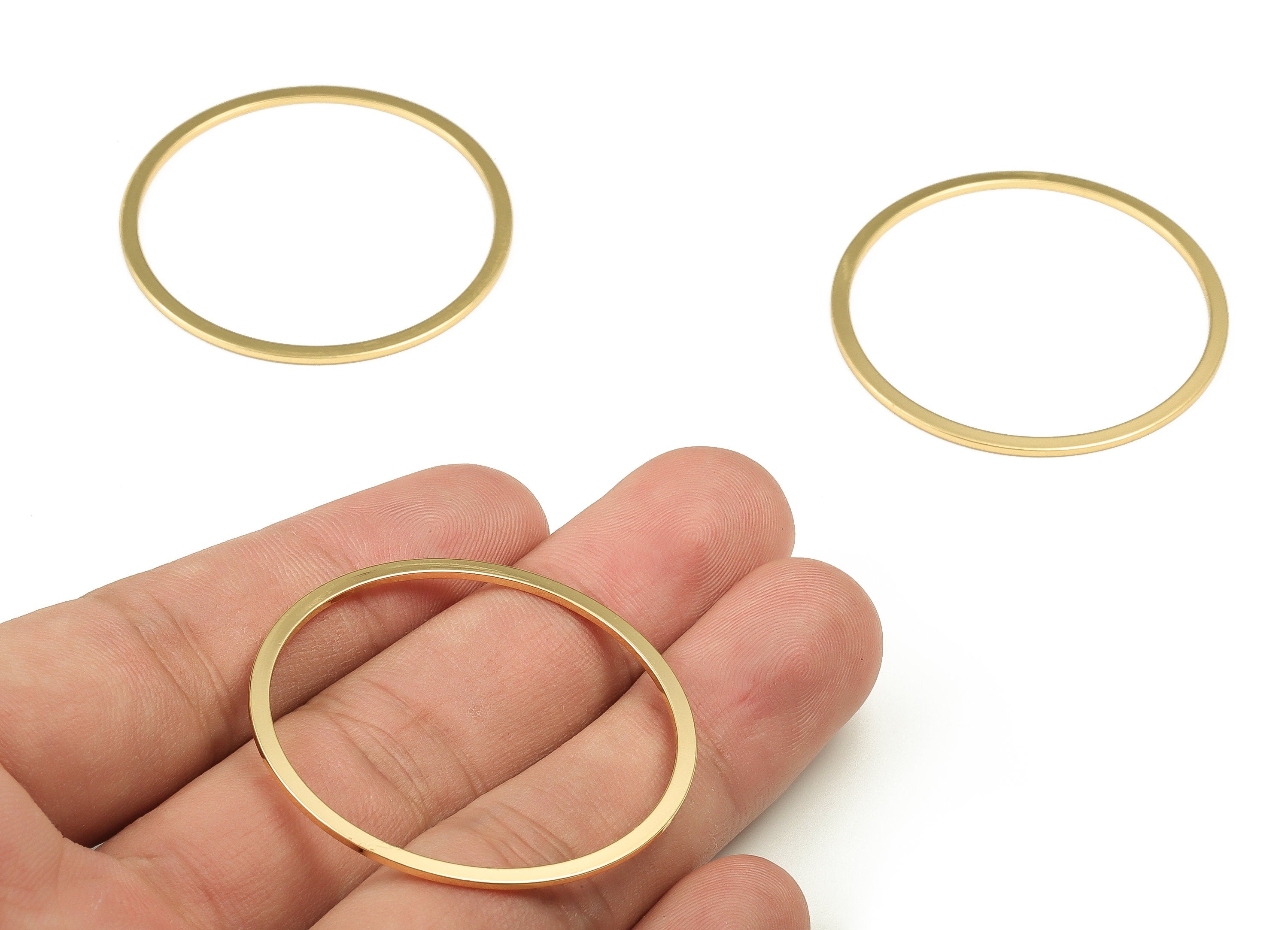 Brass Round Connector - Gold Round Links - Brass Circle Connector - 18K Real Gold Plated Brass - Jewelry Supplies - 40x2x1mm - RGP3312-40 - DOMEDBAZAAR