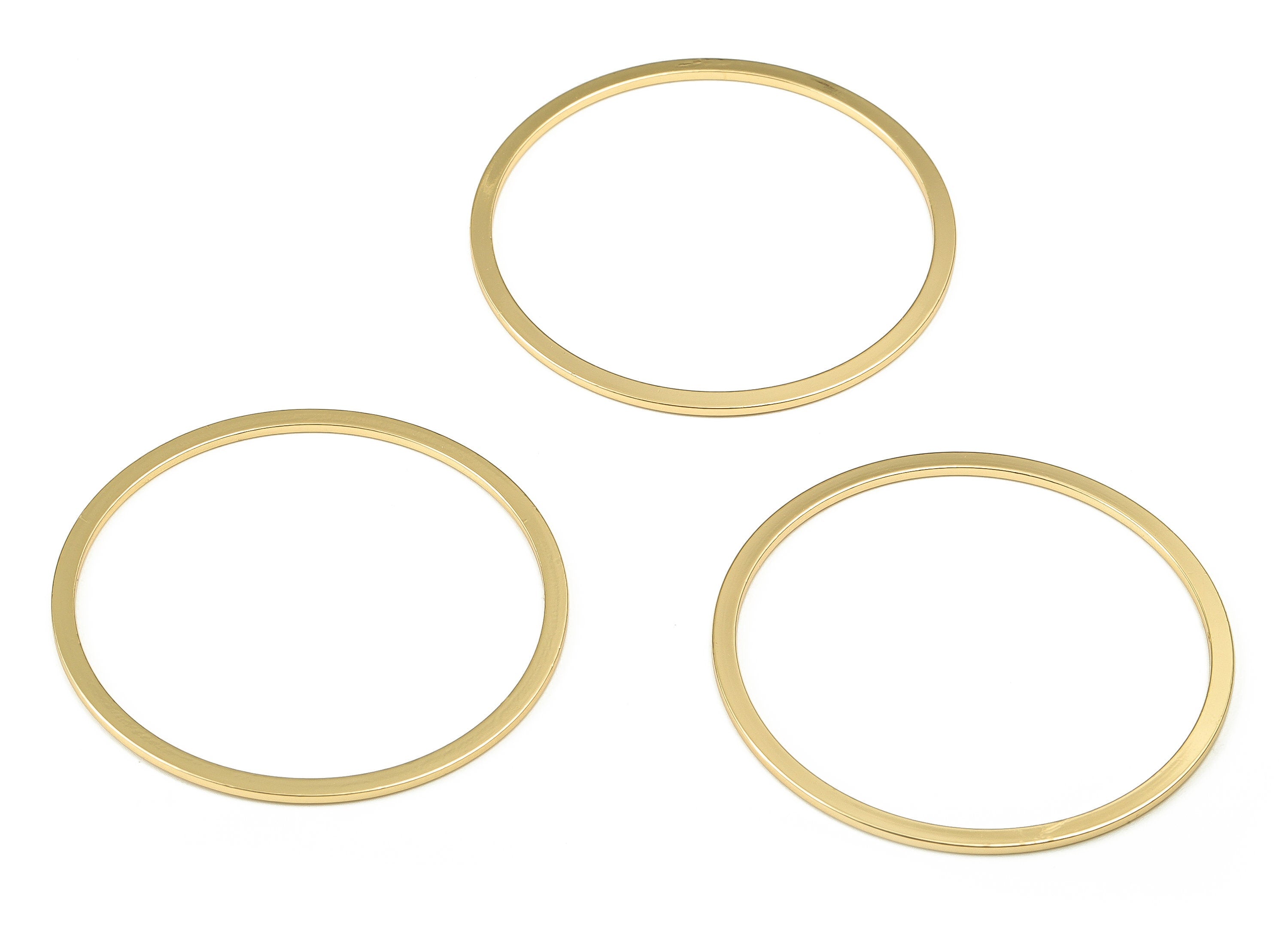 Brass Round Connector - Gold Round Links - Brass Circle Connector - 18K Real Gold Plated Brass - Jewelry Supplies - 40x2x1mm - RGP3312-40 - DOMEDBAZAAR