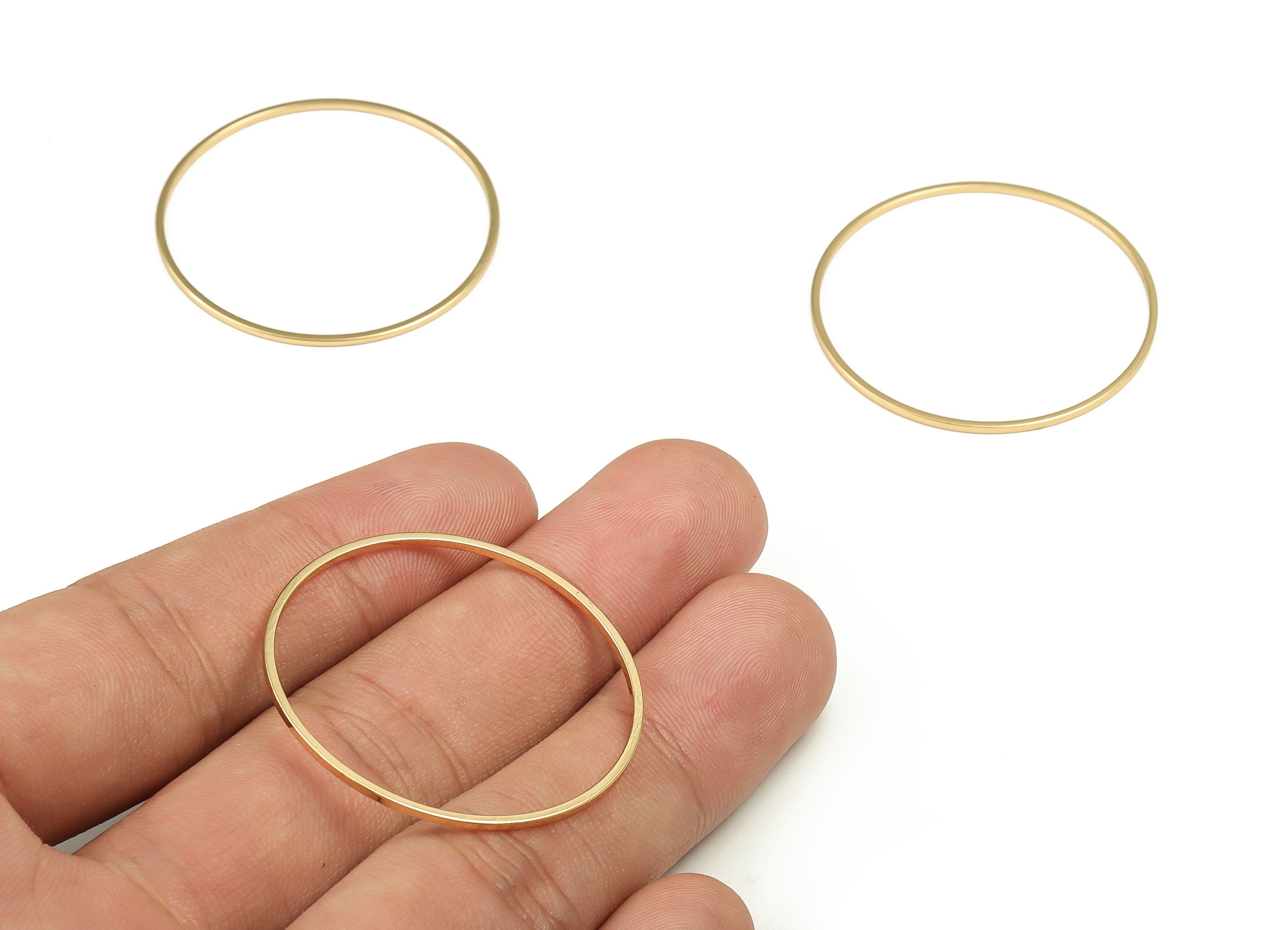 Brass Round Connector - Gold Round Links - Brass Circle Connector - 18K Real Gold Plated Brass - Jewelry Supplies - 35x0.8x0.8mm -RGP3313-35 - DOMEDBAZAAR