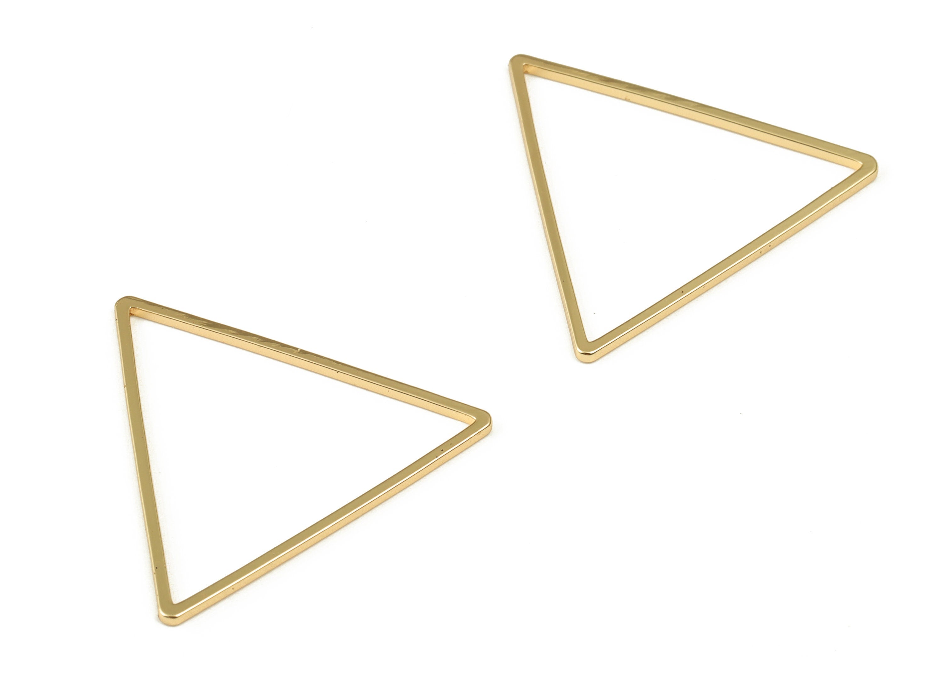 Brass Triangle Earring Charms - Gold Triangle Shaped Pendant - 18K Real Gold Plated Brass - Jewelry Making Supplies - 29x1x1mm - RGP3316-29 - DOMEDBAZAAR