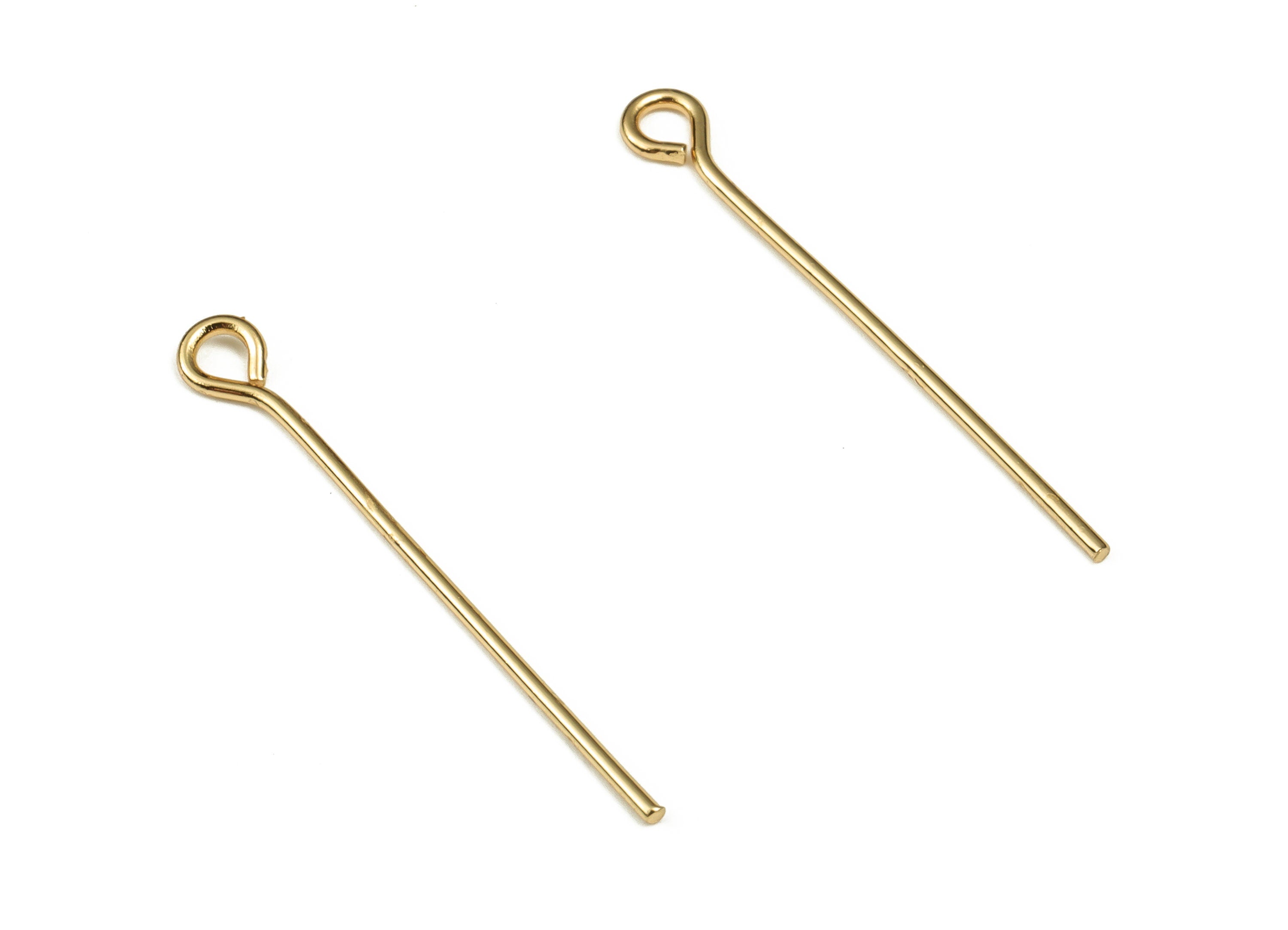 Brass Eye Pins – Shiny Gold Eye Pin – Solid Beading Eye Pins - 18K Real Gold Plated Brass - Jewelry Supplies - 26.57x0.7mm - RGP3319-26 - DOMEDBAZAAR
