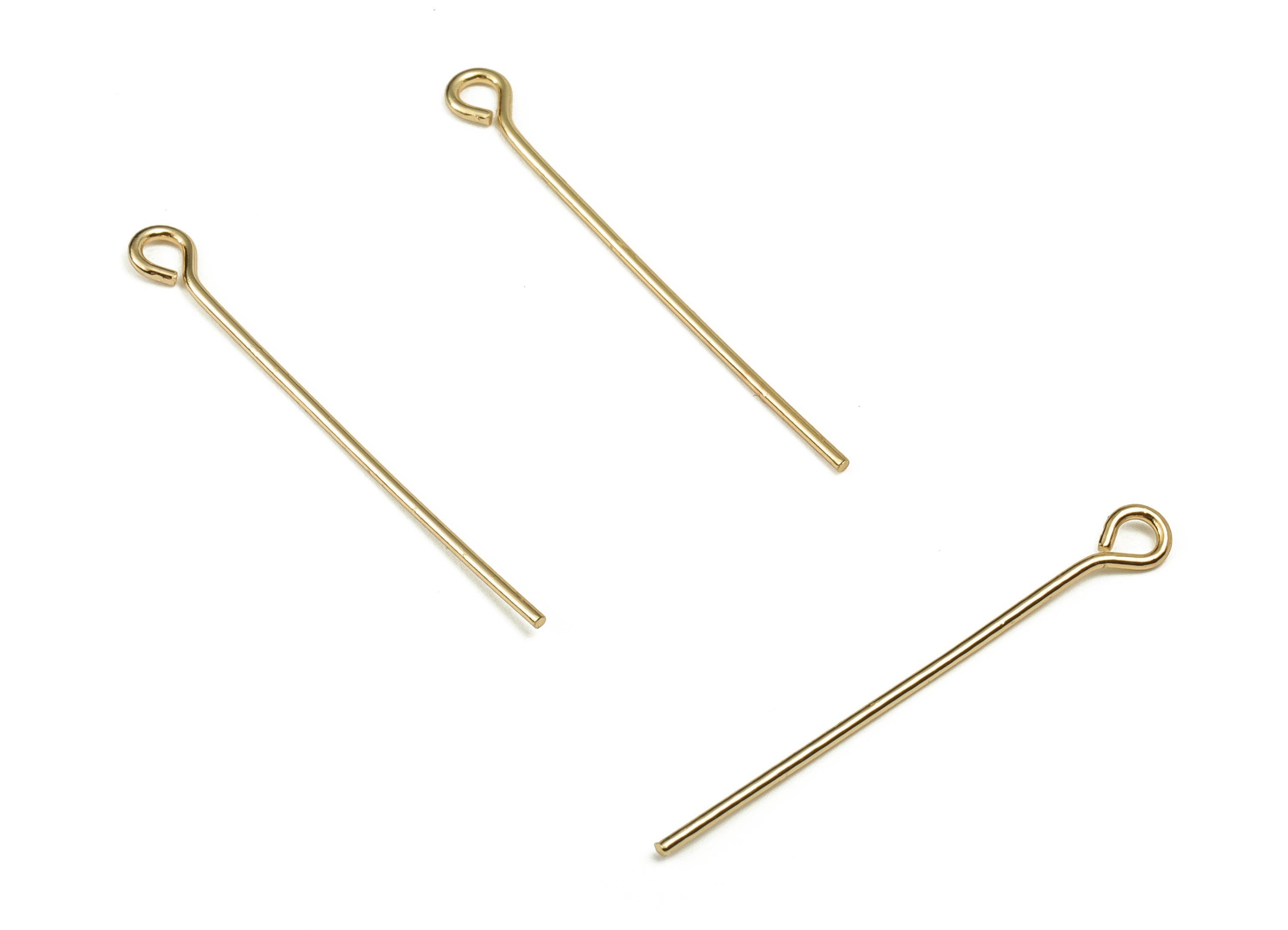 Brass Eye Pins – Shiny Gold Eye Pin – Solid Beading Eye Pins - 18K Real Gold Plated Brass - Jewelry Supplies - 30.17x0.7mm - RGP3319-30 - DOMEDBAZAAR