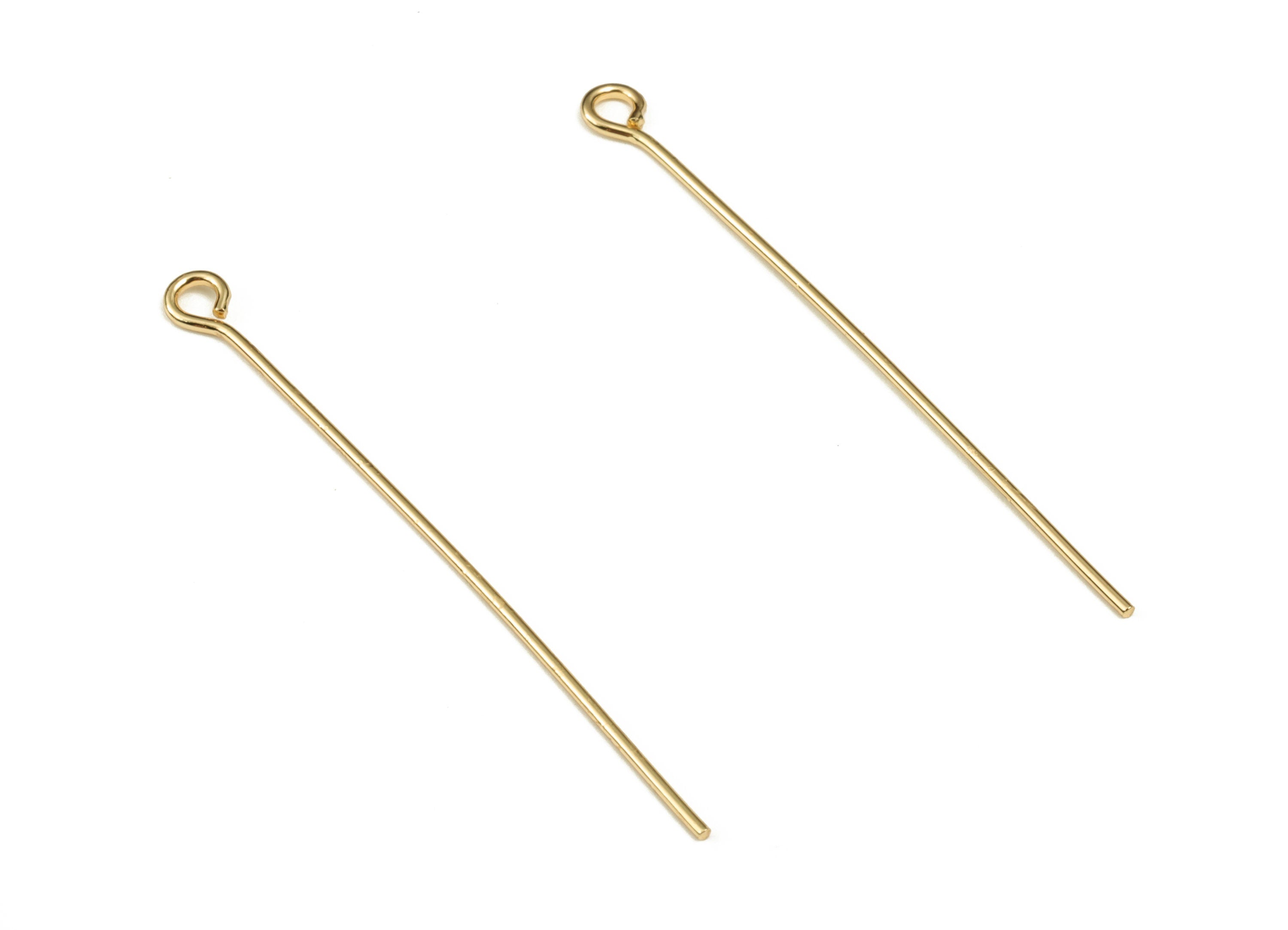 Brass Eye Pins – Shiny Gold Eye Pin – Solid Beading Eye Pins - 18K Real Gold Plated Brass - Jewelry Supplies - 40.07x0.79mm - RGP3319-40 - DOMEDBAZAAR