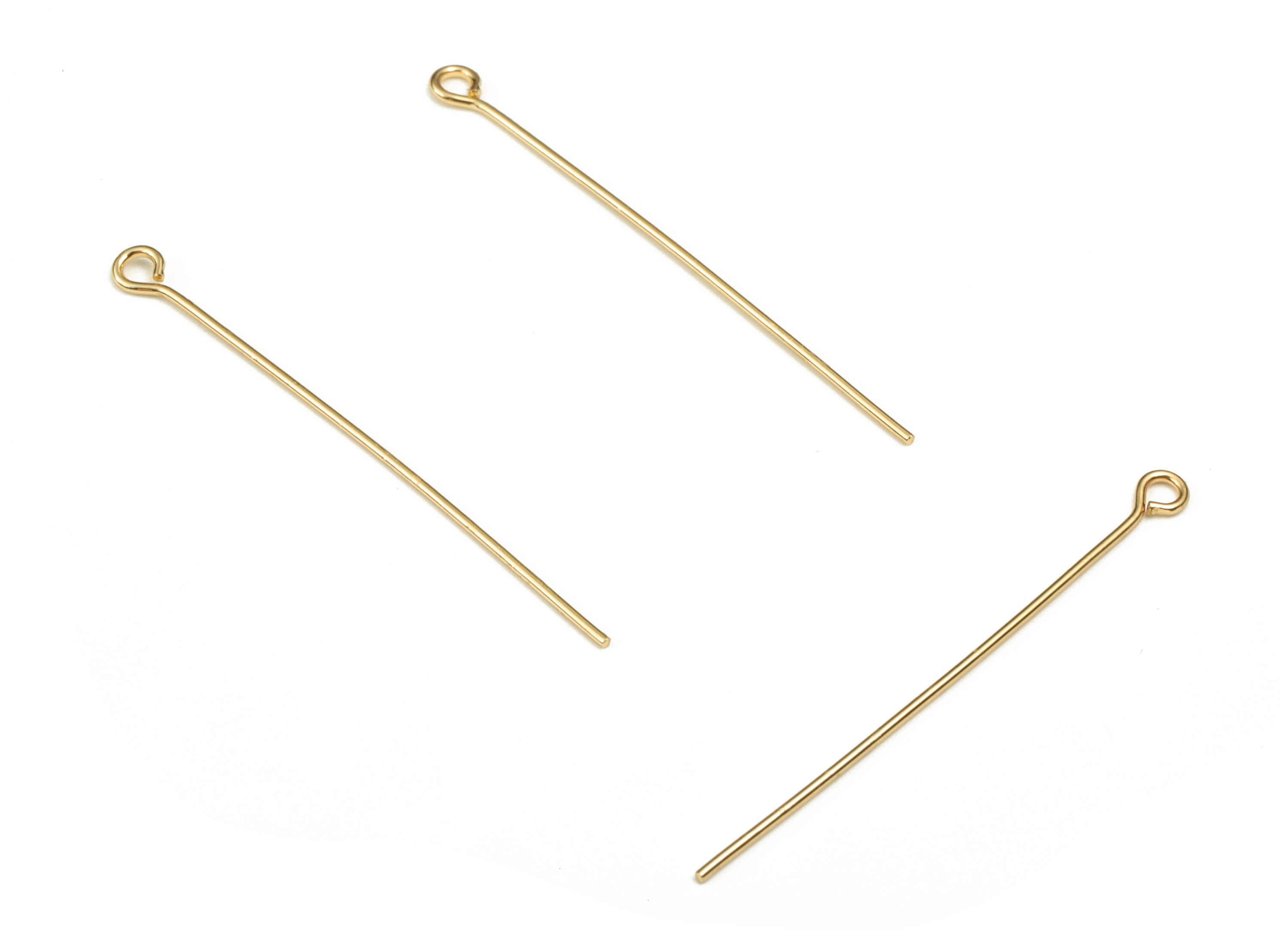 Brass Eye Pins – Shiny Gold Eye Pin – Solid Beading Eye Pins - 18K Real Gold Plated Brass - Jewelry Supplies - 40.07x0.79mm - RGP3319-40 - DOMEDBAZAAR