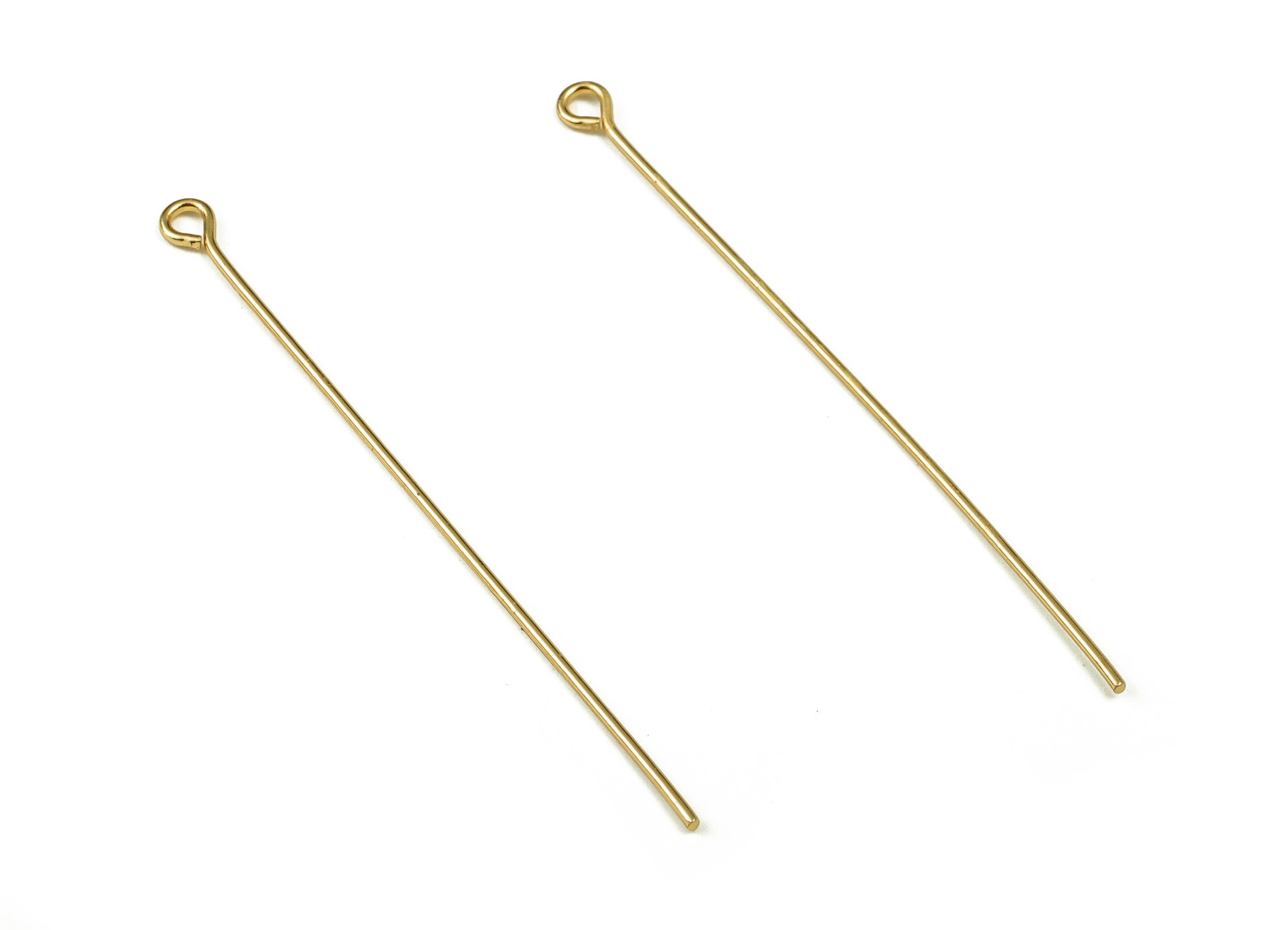 Brass Eye Pins – Shiny Gold Eye Pin – Solid Beading Eye Pins - 18K Real Gold Plated Brass - Jewelry Supplies - 50.02x0.7mm - RGP3319-50 - DOMEDBAZAAR