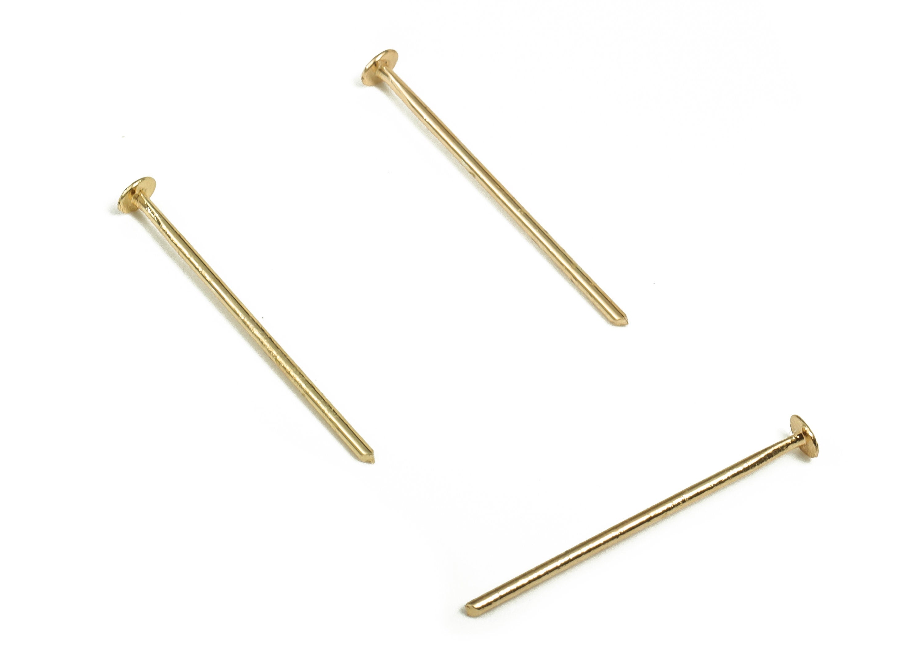 Brass Head Pin Findings - Gold Head Pin - DIY Gold Jewelry Pins - 18K Real Gold Plated Brass - Jewelry Supplies - 18.51x0.7mm - RGP3320-18 - DOMEDBAZAAR