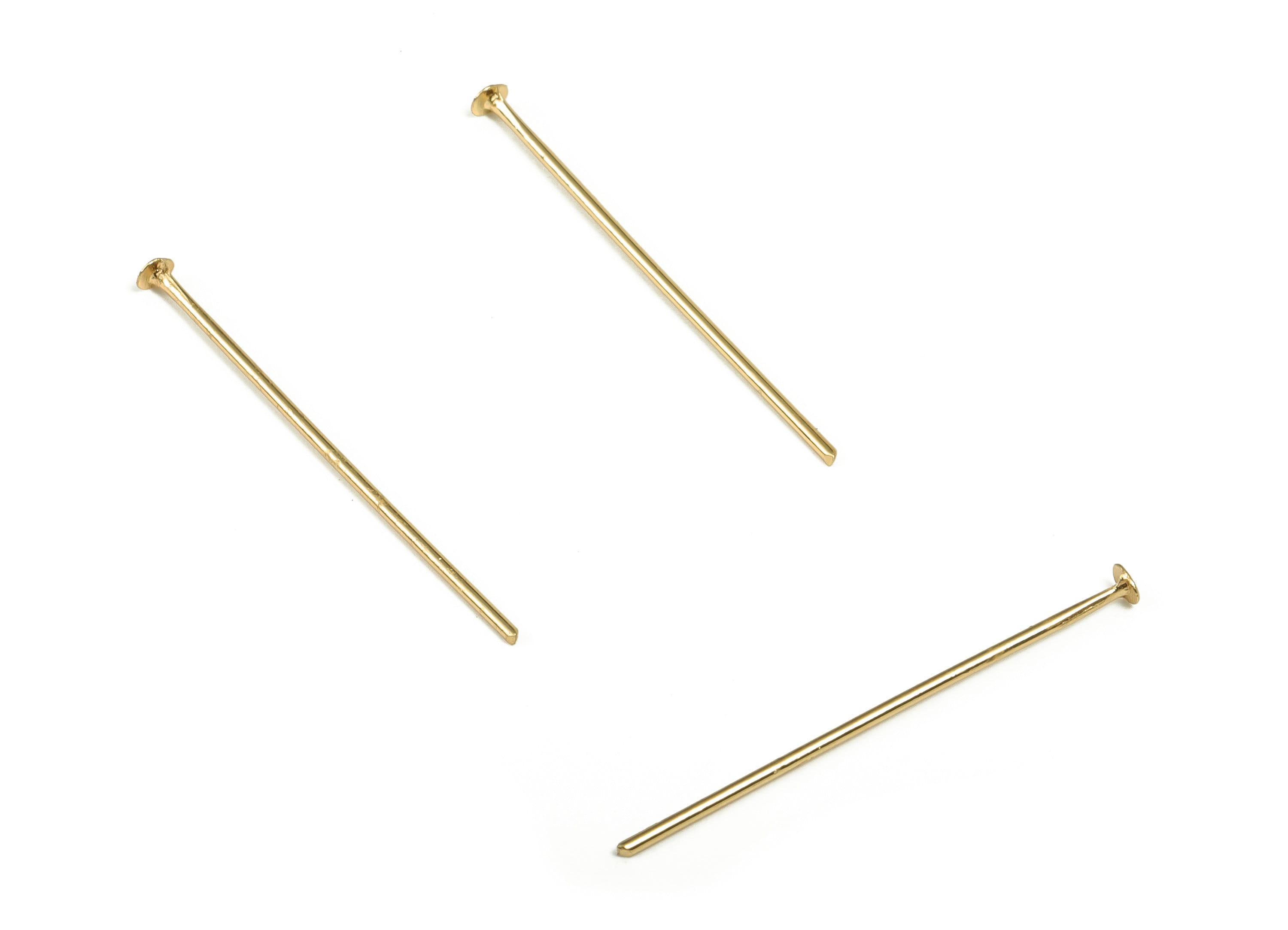 Brass Head Pin Findings - Gold Head Pin - DIY Gold Jewelry Pins - 18K Real Gold Plated Brass - Jewelry Supplies - 26.41x0.7mm - RGP3320-26 - DOMEDBAZAAR