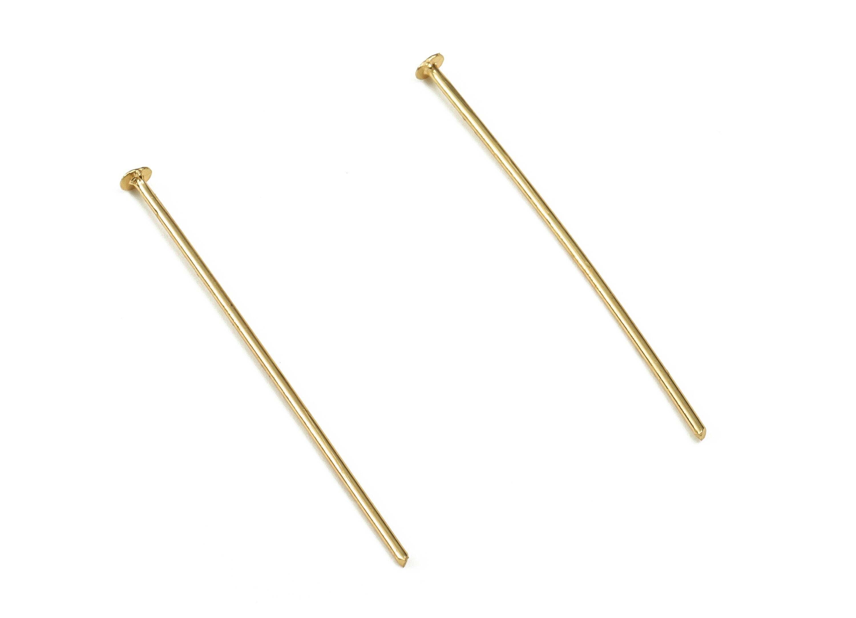 Brass Head Pin Findings - Gold Head Pin - DIY Gold Jewelry Pins - 18K Real Gold Plated Brass - Jewelry Supplies - 30.23x0.7mm - RGP3320-30 - DOMEDBAZAAR