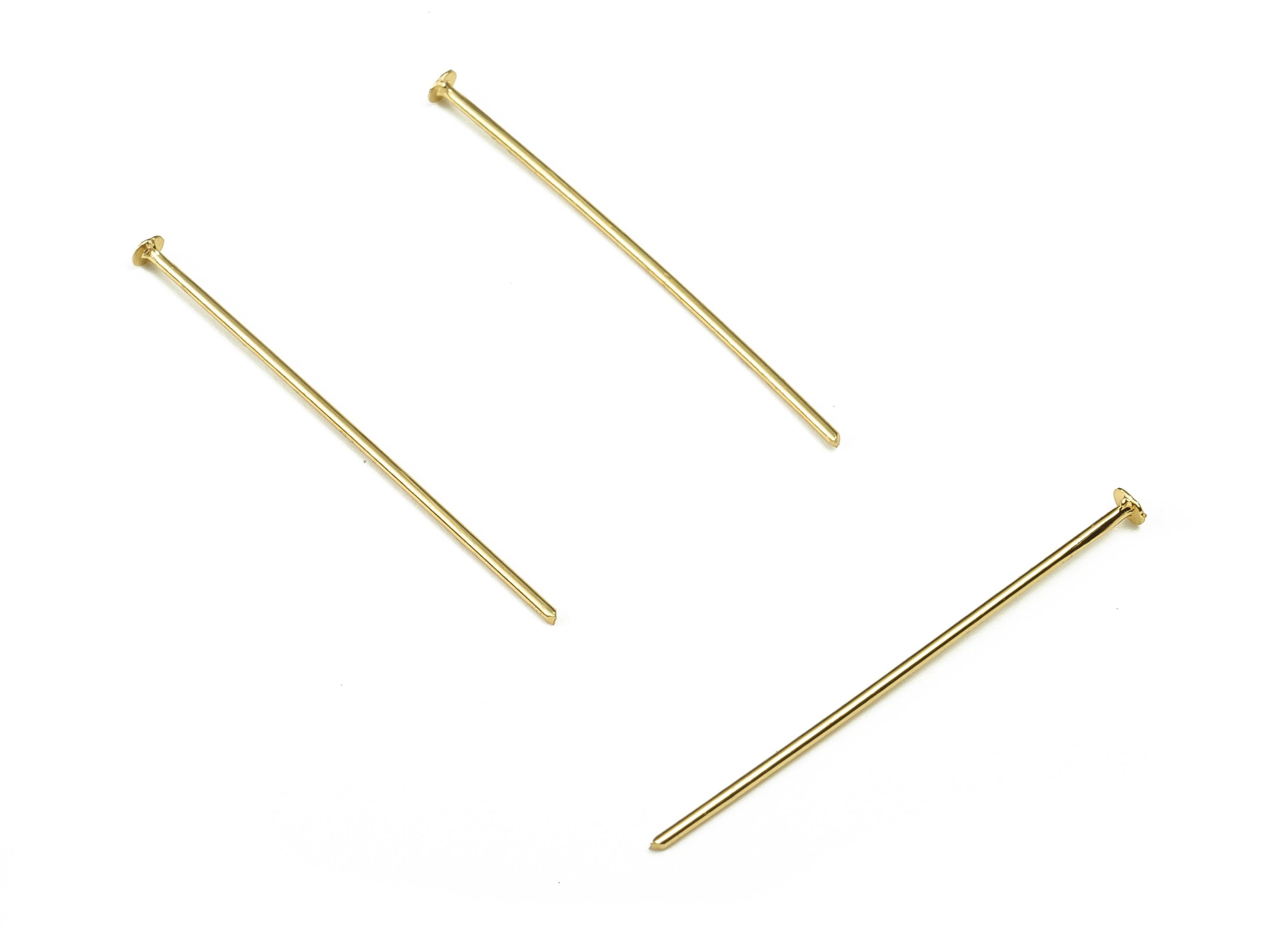 Brass Head Pin Findings - Gold Head Pin - DIY Gold Jewelry Pins - 18K Real Gold Plated Brass - Jewelry Supplies - 30.23x0.7mm - RGP3320-30 - DOMEDBAZAAR