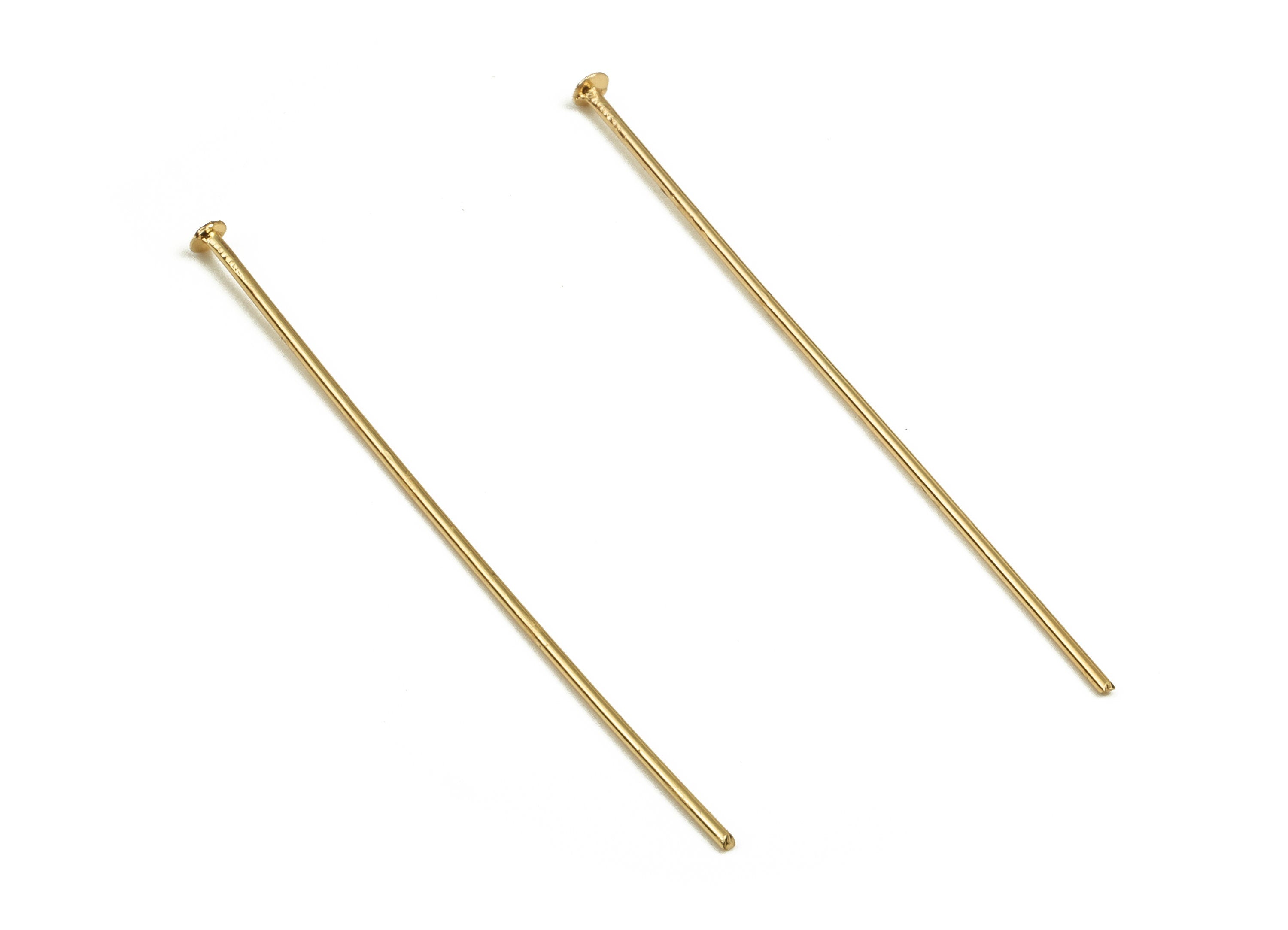 Brass Head Pin Findings - Gold Head Pin - DIY Gold Jewelry Pins - 18K Real Gold Plated Brass - Jewelry Supplies - 40.46x0.7mm - RGP3320-40 - DOMEDBAZAAR