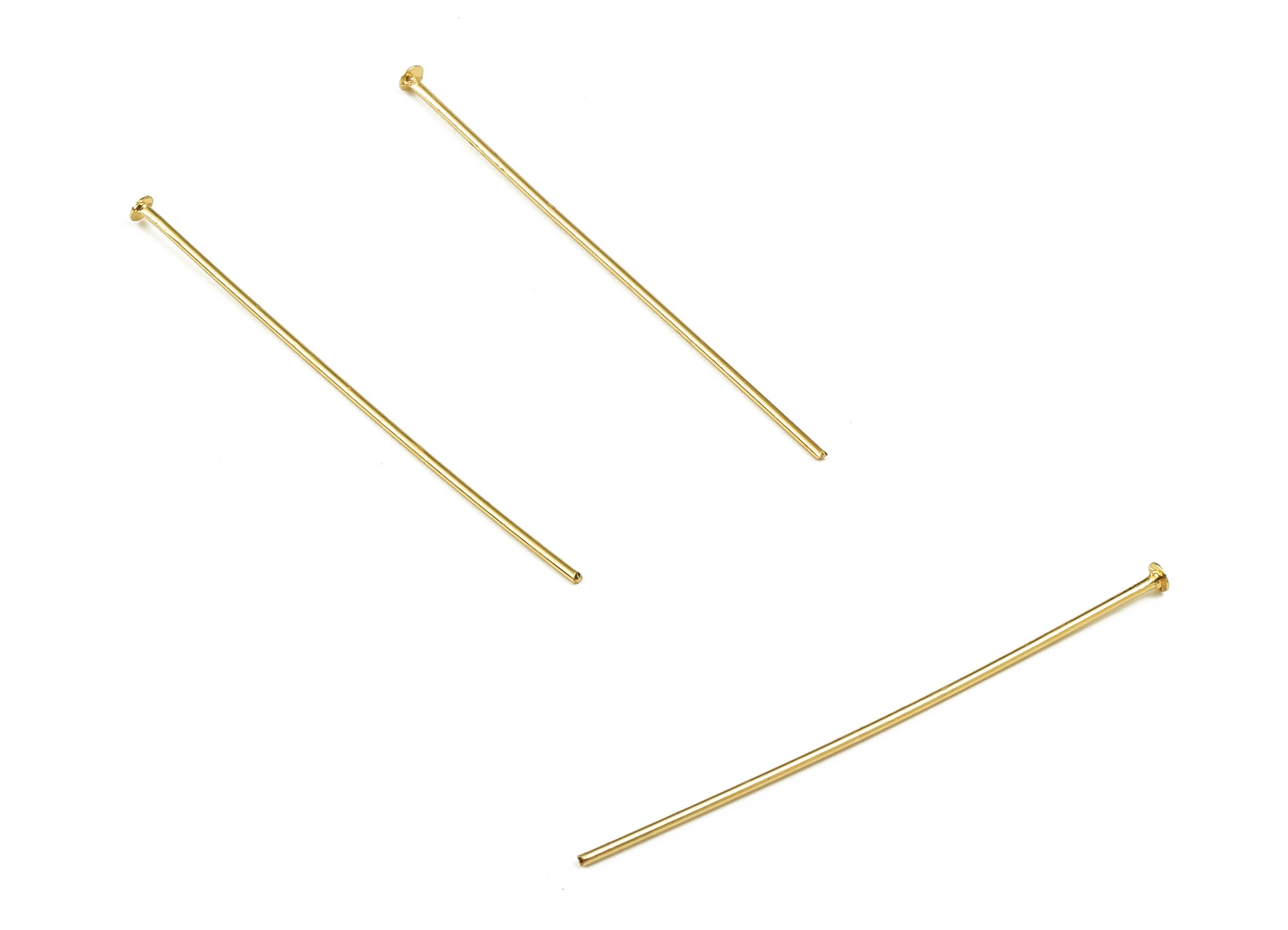 Brass Head Pin Findings - Gold Head Pin - DIY Gold Jewelry Pins - 18K Real Gold Plated Brass - Jewelry Supplies - 40.46x0.7mm - RGP3320-40 - DOMEDBAZAAR