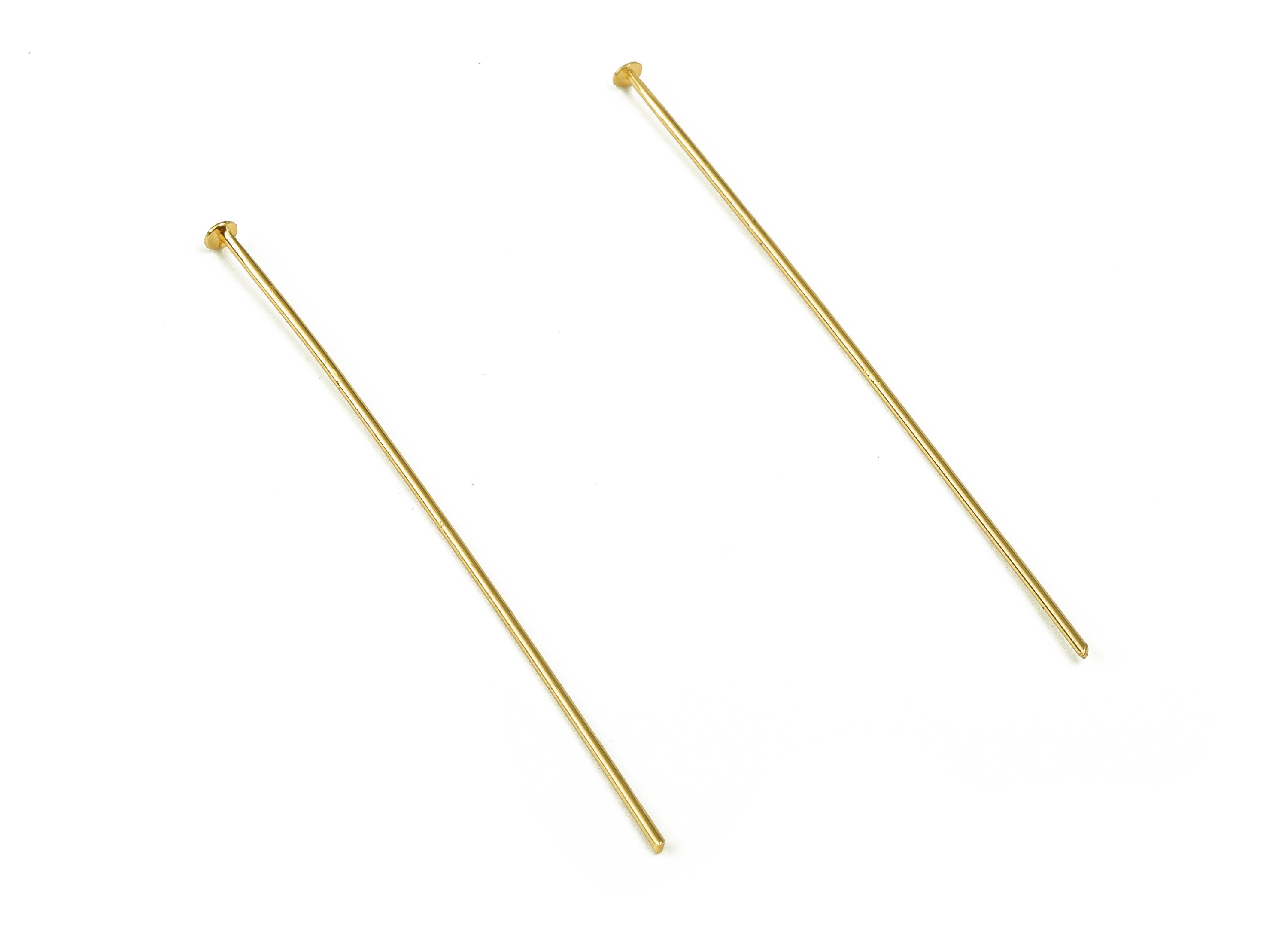 Brass Head Pin Findings - Gold Head Pin - DIY Gold Jewelry Pins - 18K Real Gold Plated Brass - Jewelry Supplies - 50.13x0.7mm - RGP3320-50 - DOMEDBAZAAR