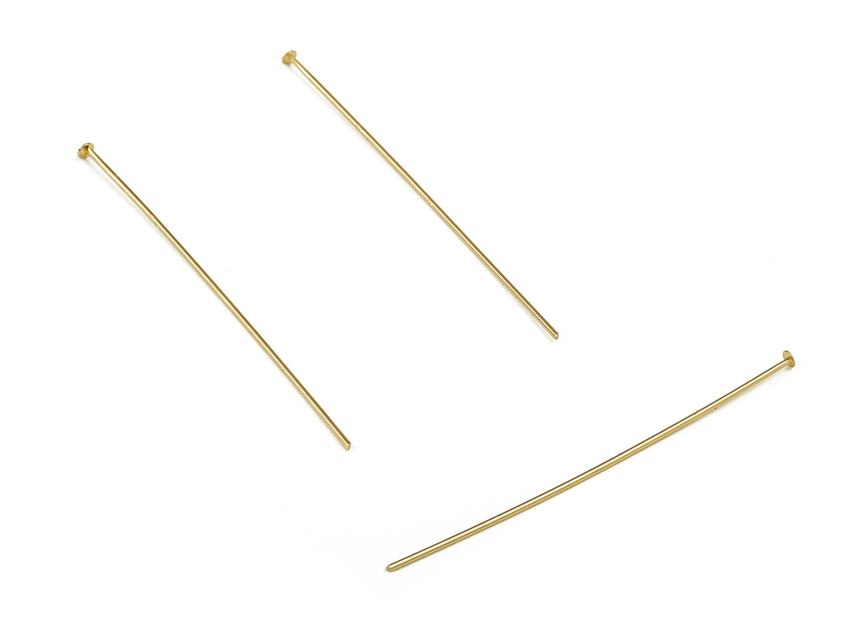 Brass Head Pin Findings - Gold Head Pin - DIY Gold Jewelry Pins - 18K Real Gold Plated Brass - Jewelry Supplies - 50.13x0.7mm - RGP3320-50 - DOMEDBAZAAR