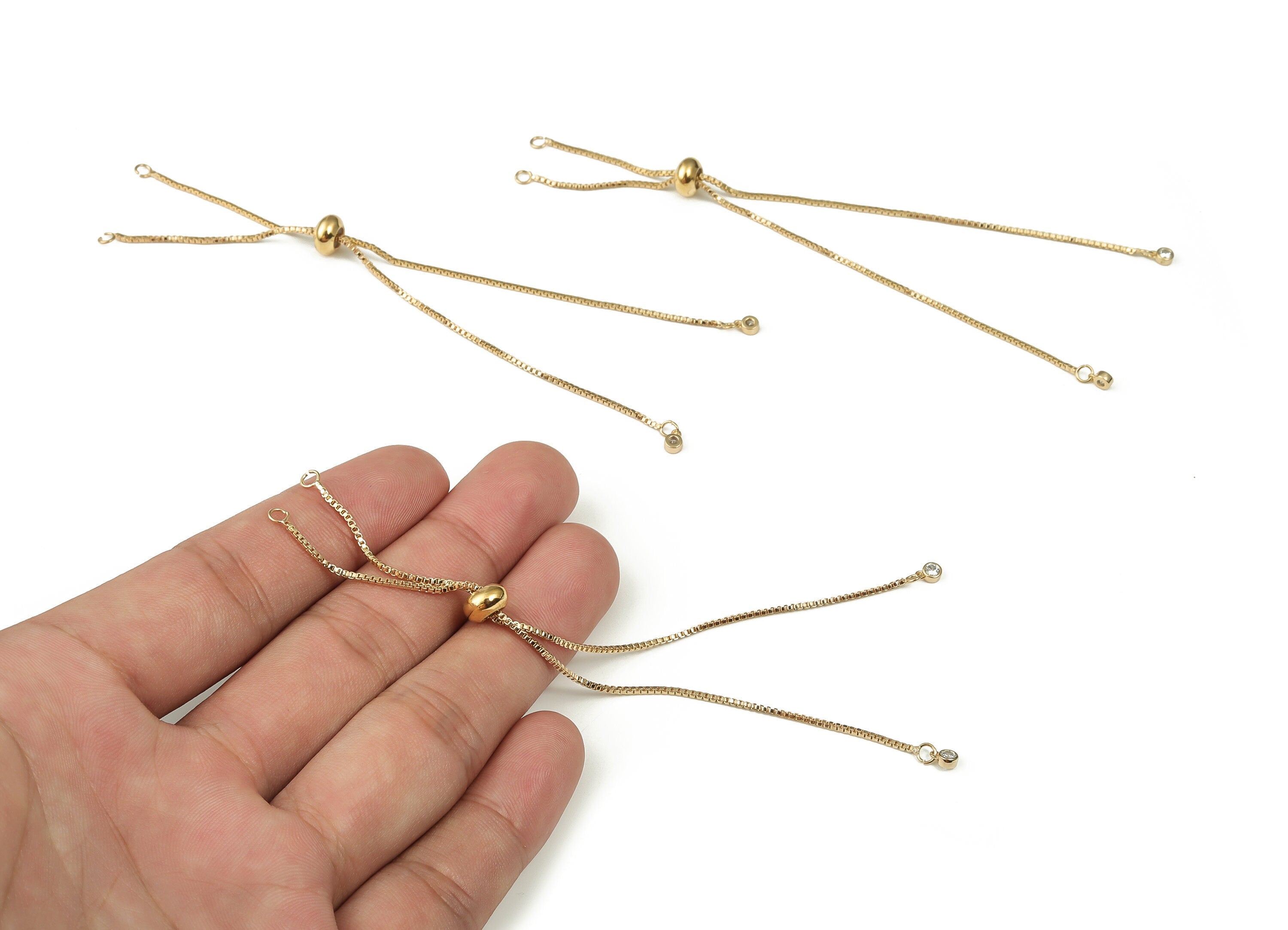 Brass Long Earrings With Zircons - Long Gold Earrings - Statement Earrings - 18K Real Gold Plated Brass - 123.7x7.47x1.29mm - RGP3332 - DOMEDBAZAAR