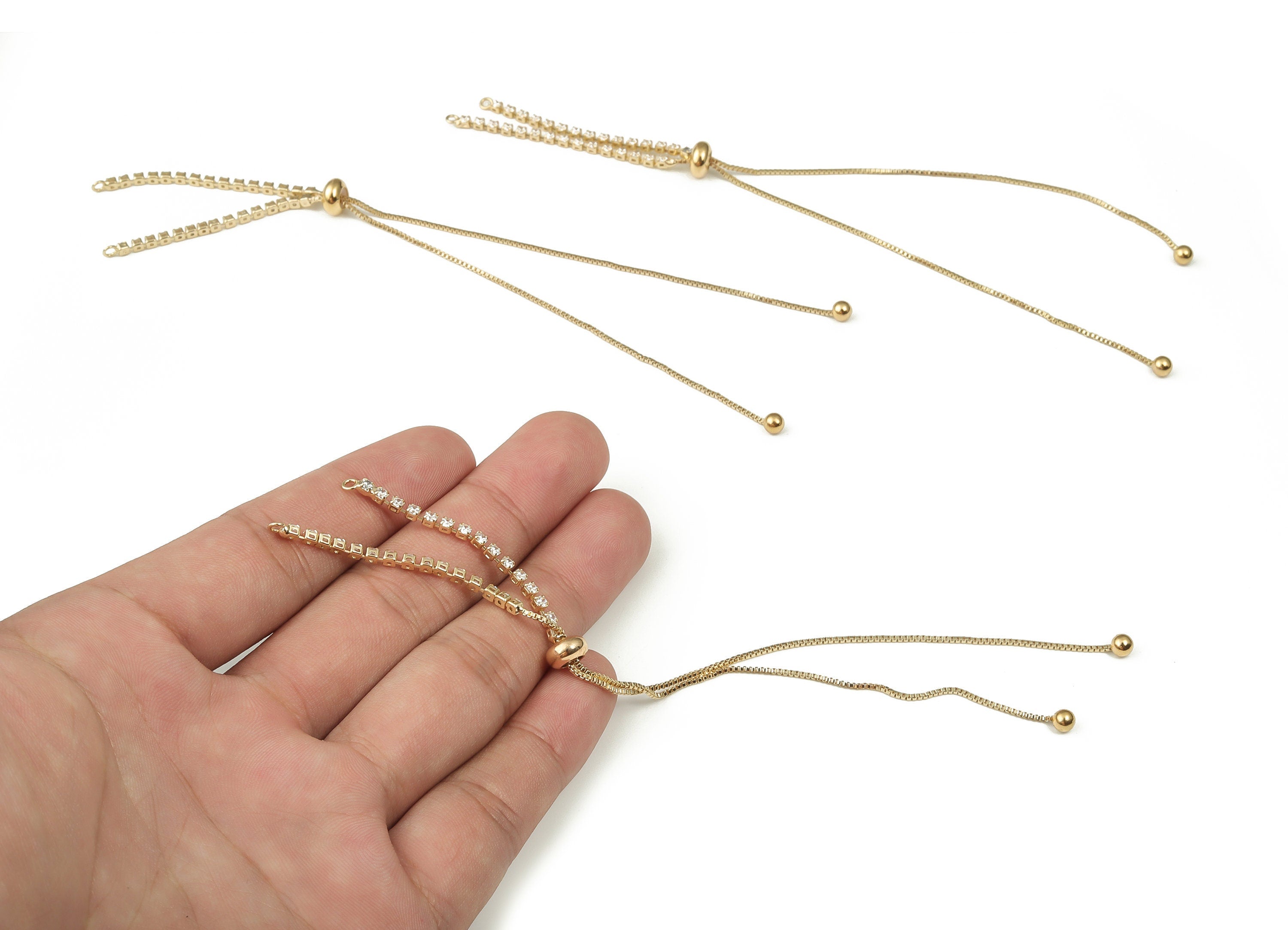 Brass Long Earrings With Zircons - Long Gold Earrings - Statement Earrings - 18K Real Gold Plated Brass - 155.48x7.21x2.21mm - RGP3331 - DOMEDBAZAAR