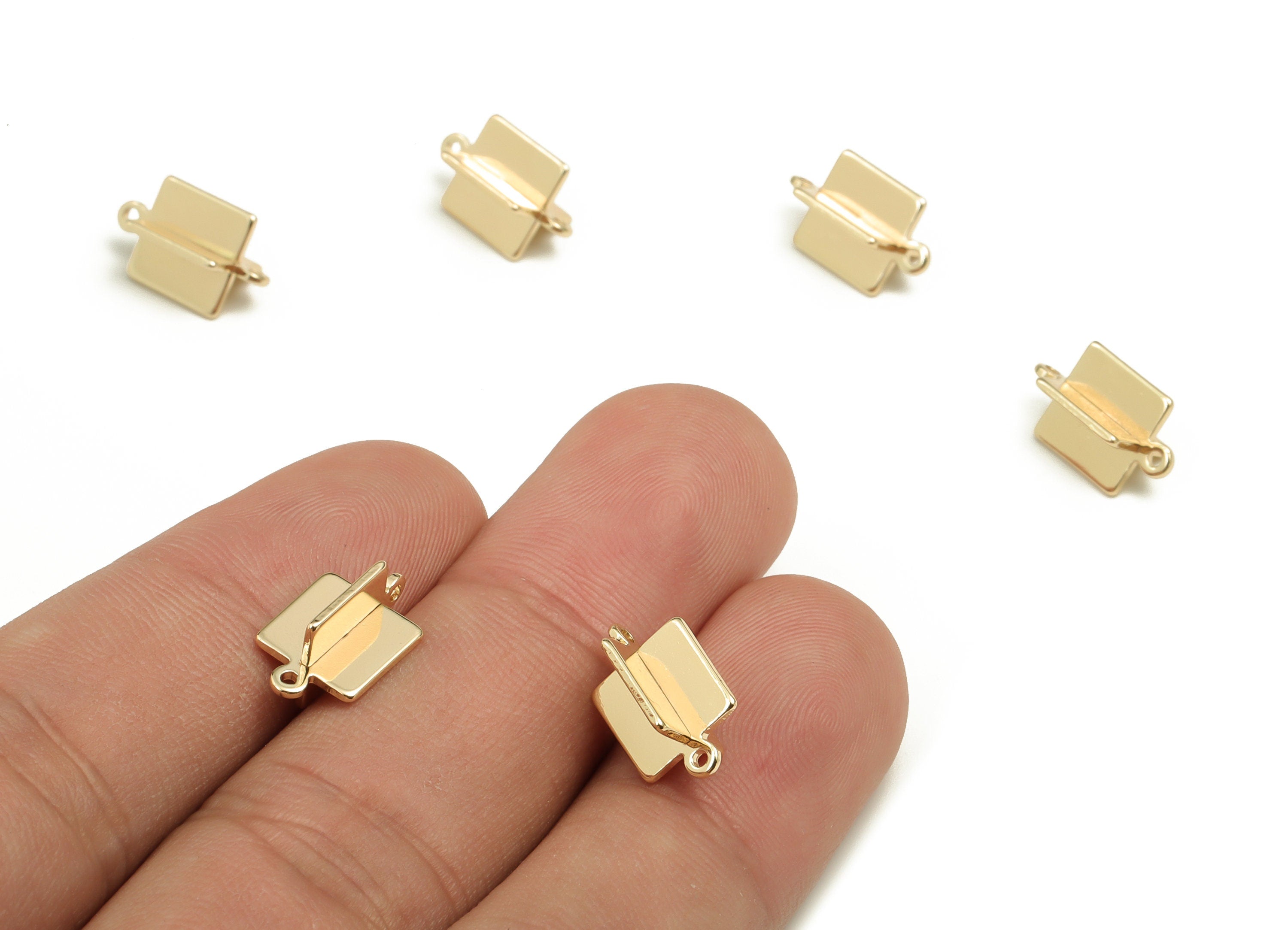 Brass Rhombic Earring Connector - Gold Rhombic Pendant - 18K Real Gold Plated Brass - Jewelry Making Supplies - 13.6x6.3x0.8mm - RGP3493 - DOMEDBAZAAR