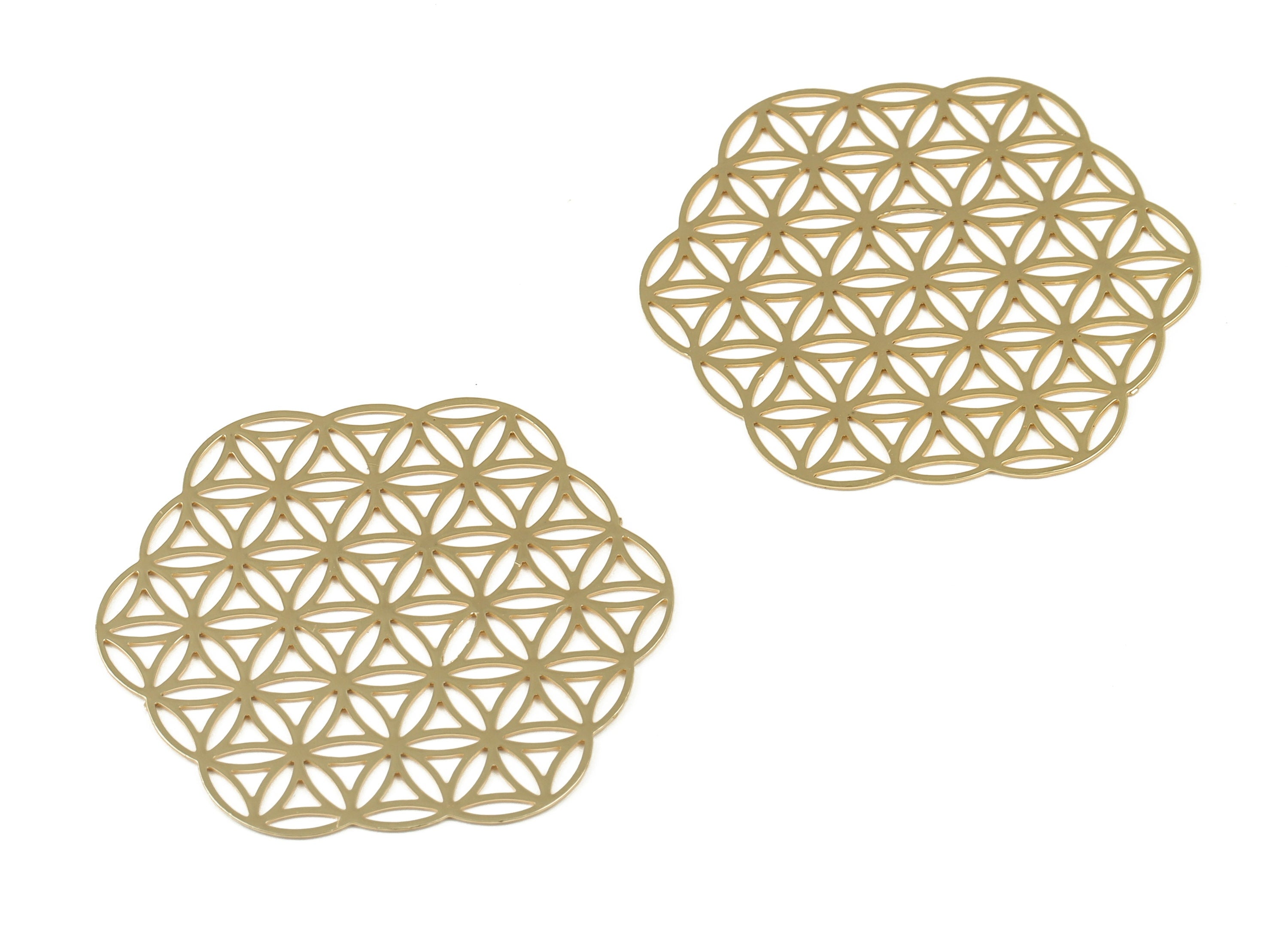 Brass Flower Earring Connector - Gold Flower Charms - 18K Real Gold Plated Brass - Jewelry Making Supplies - 29.95x27.39x0.34mm - RGP3326 - DOMEDBAZAAR