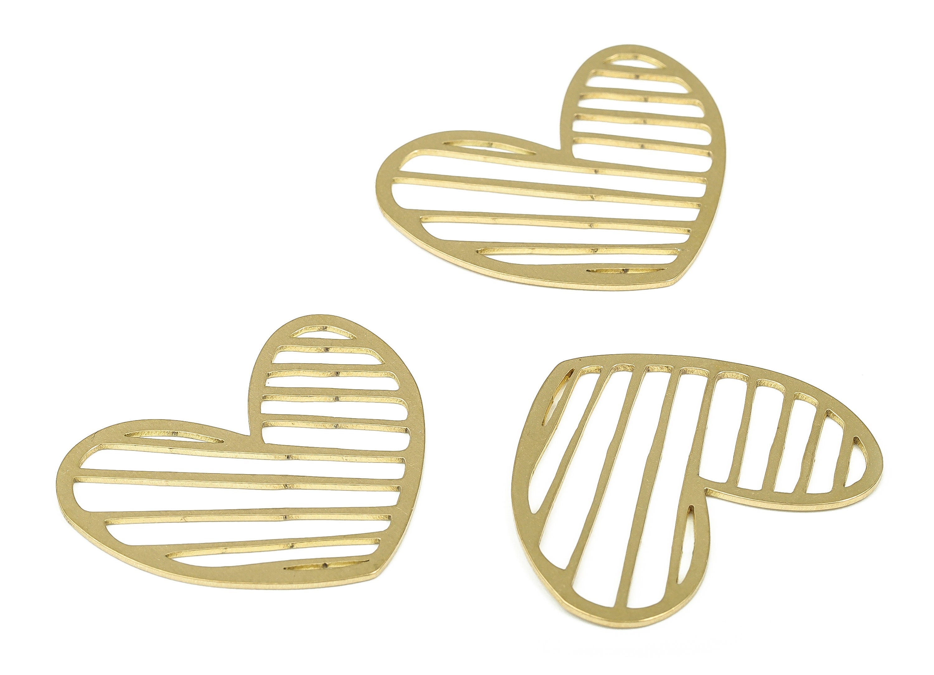 Brass Heart Pendant Charm - Raw Brass Heart Connector – Heart Earring Charm – Jewelry Making Supplies - 29.93x24.64x0.74mm - PP4270 - DOMEDBAZAAR