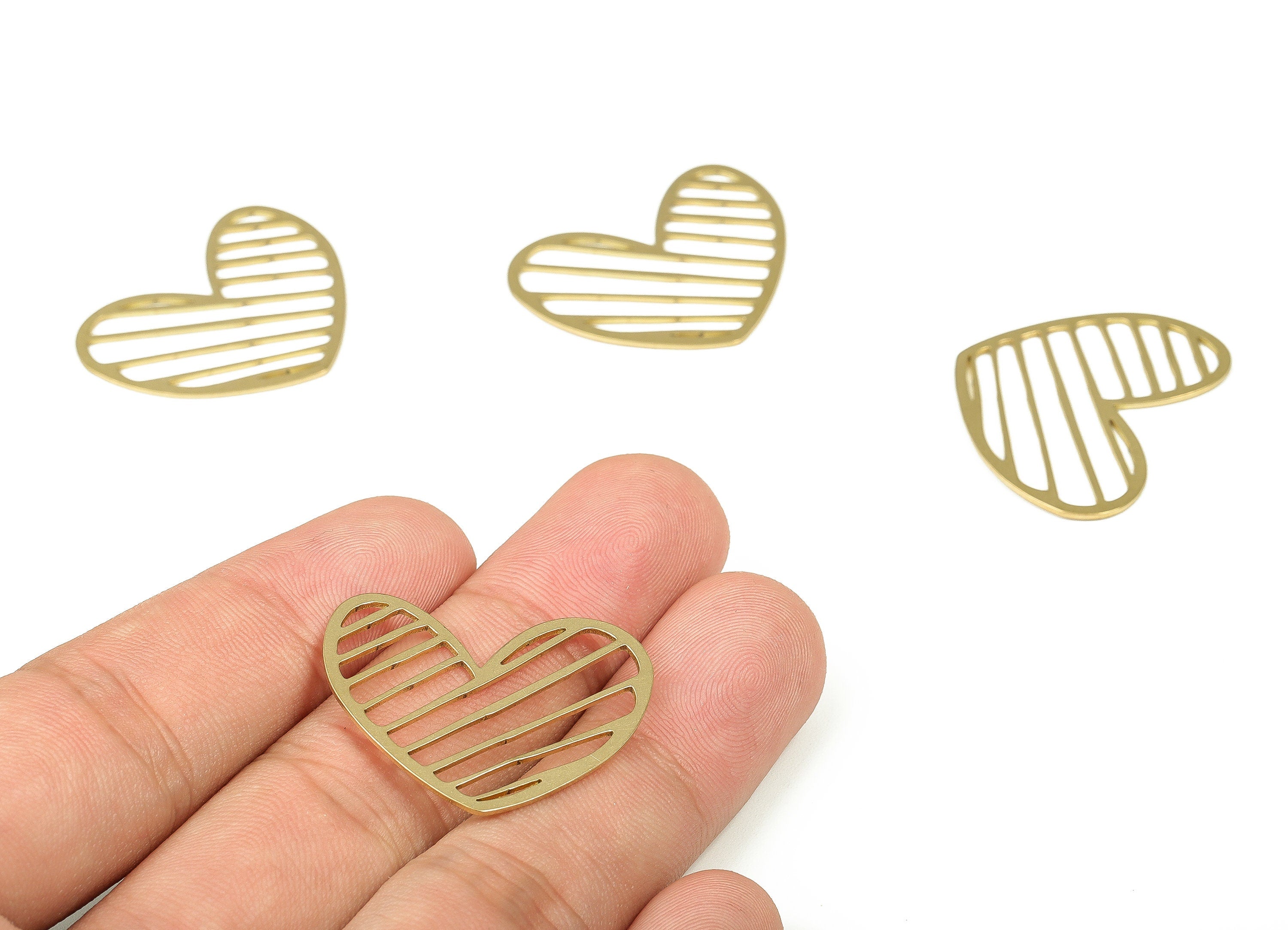 Brass Heart Pendant Charm - Raw Brass Heart Connector – Heart Earring Charm – Jewelry Making Supplies - 29.93x24.64x0.74mm - PP4270 - DOMEDBAZAAR