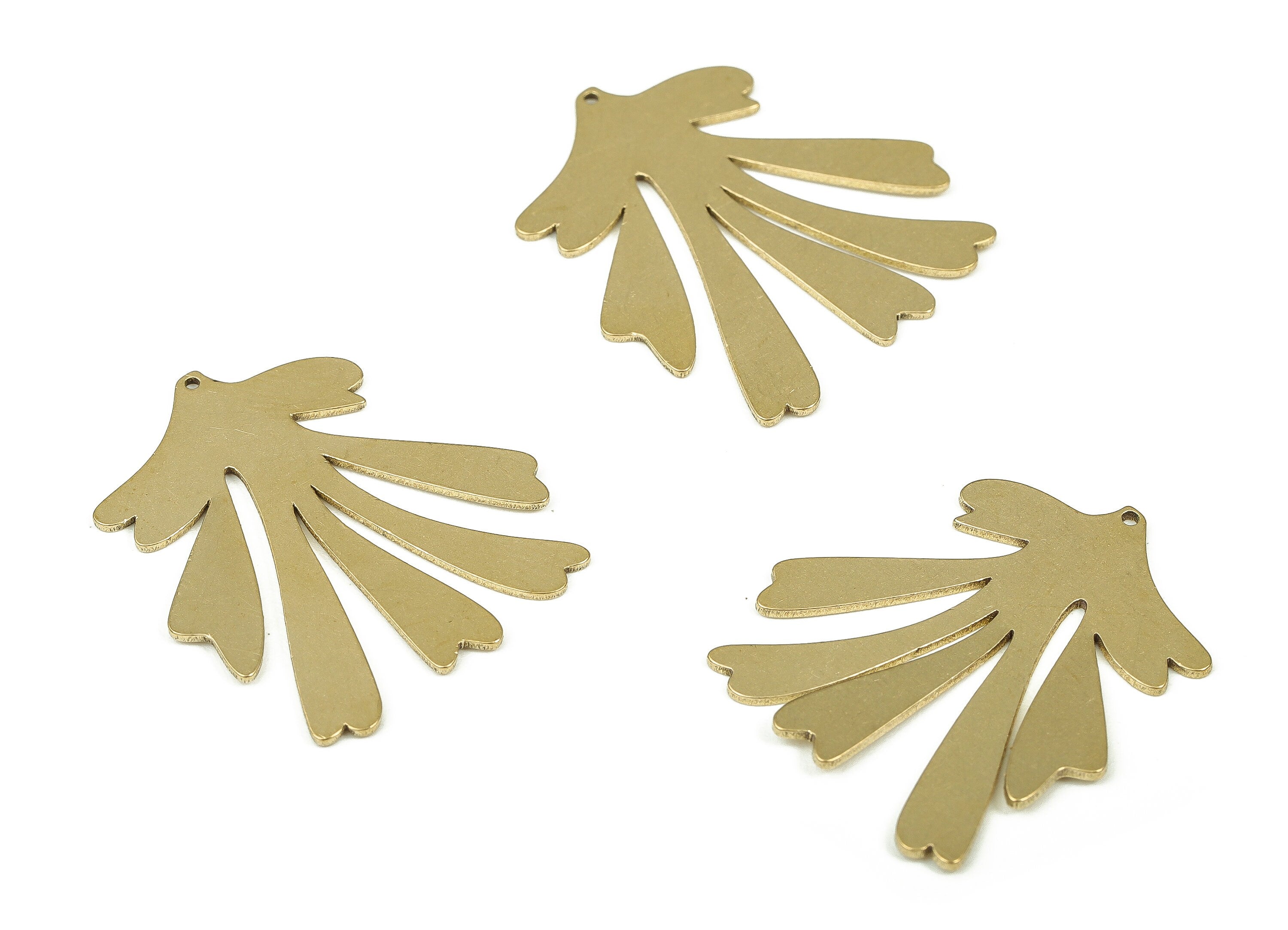 Raw Brass Flower Charms - Brass Flower Pendant Charm - Brass Floral Earrings Charm - DIY Jewelry Making Supplies -24.52x20.81x0.76mm- PP4347 - DOMEDBAZAAR