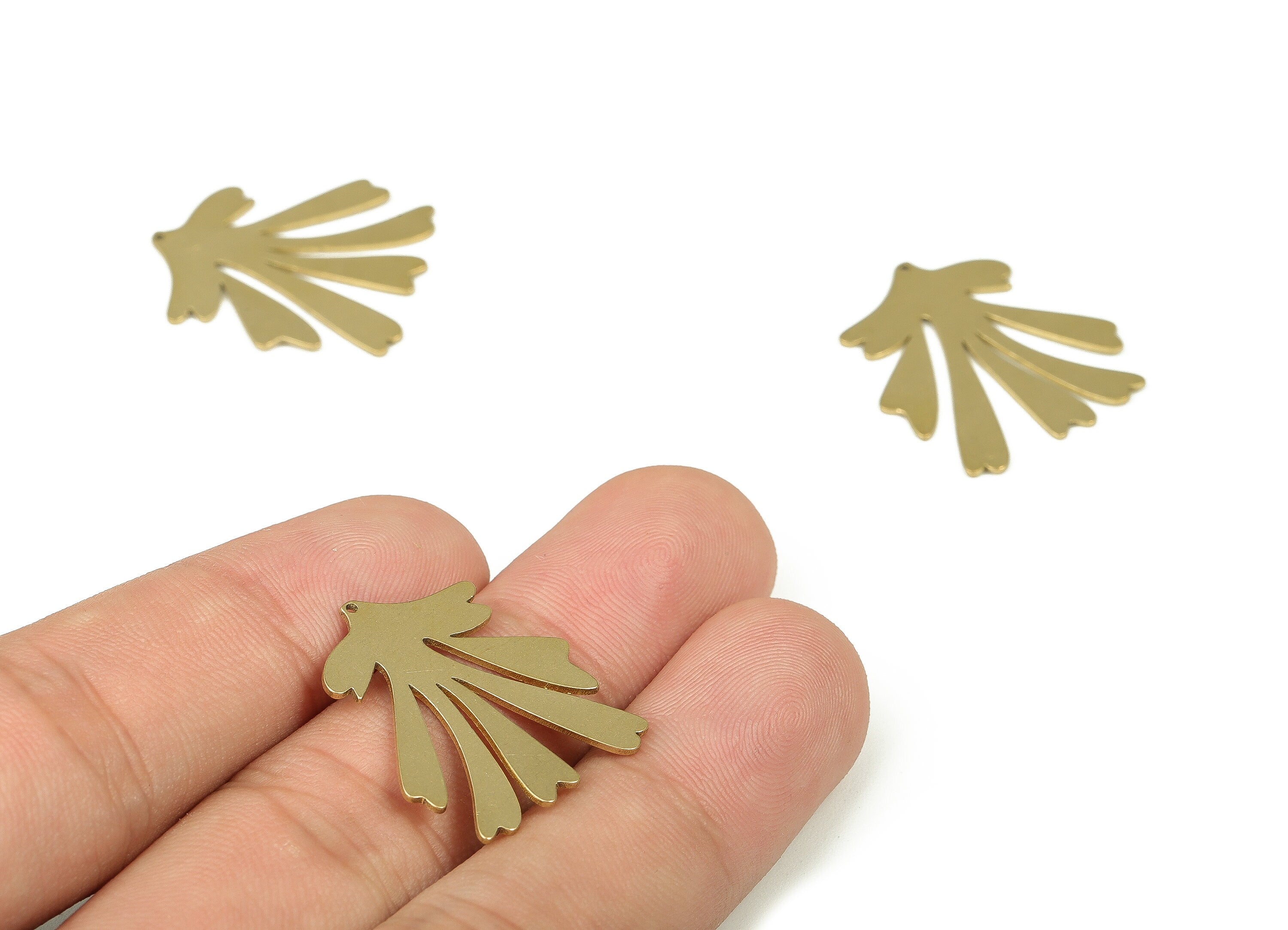 Raw Brass Flower Charms - Brass Flower Pendant Charm - Brass Floral Earrings Charm - DIY Jewelry Making Supplies -24.52x20.81x0.76mm- PP4347 - DOMEDBAZAAR