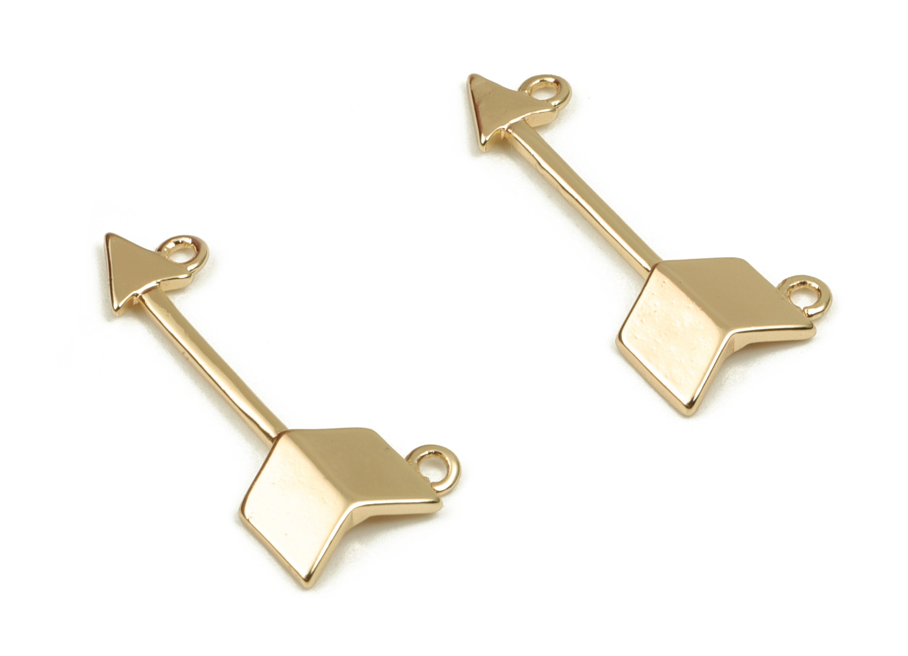 Brass Arrow Earring Connector - Gold Arrow Pendant - 18K Real Gold Plated Brass - Jewelry Making Supplies - 19.06x8.69x1.84mm - RGP3935 - DOMEDBAZAAR