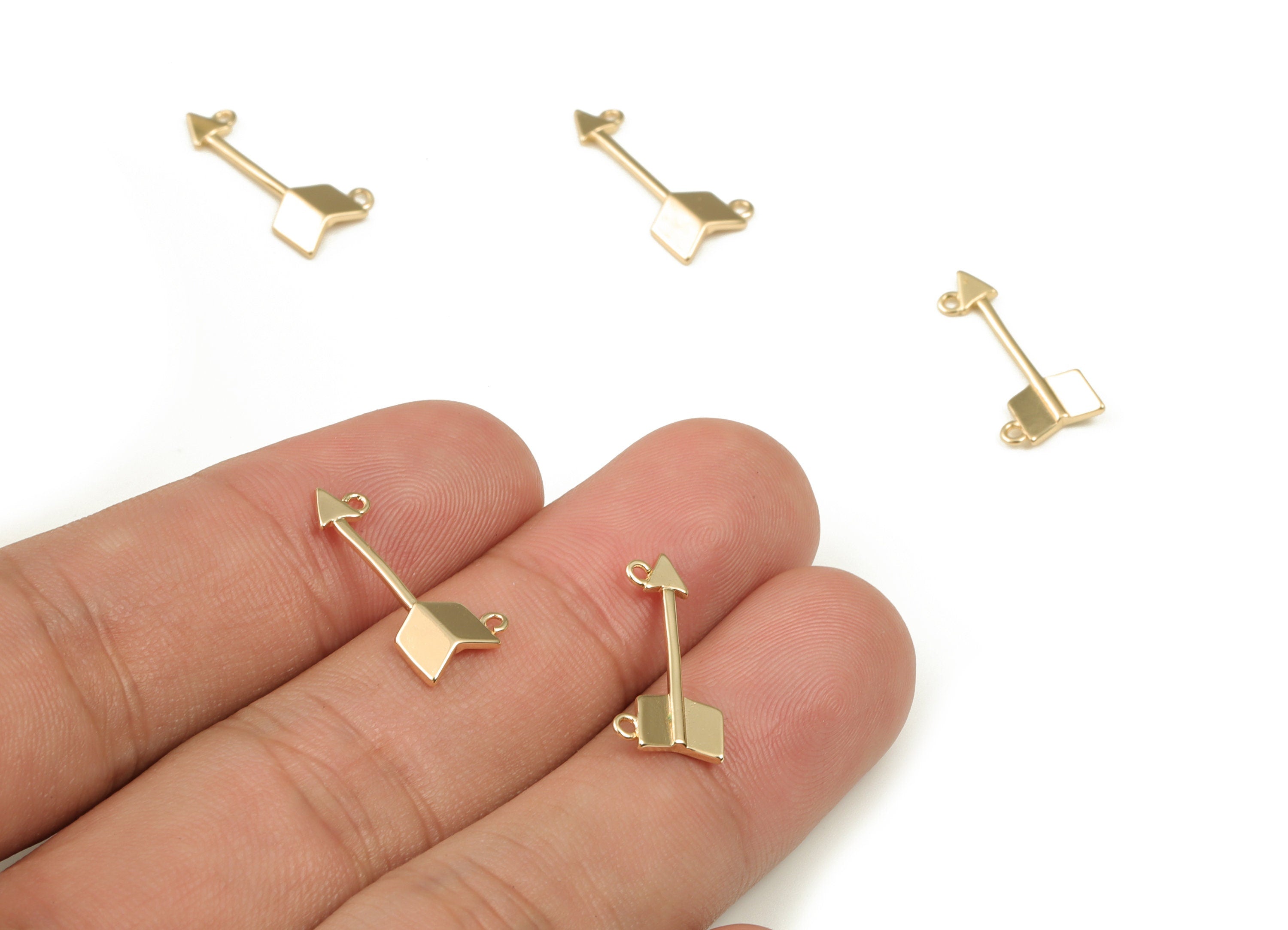 Brass Arrow Earring Connector - Gold Arrow Pendant - 18K Real Gold Plated Brass - Jewelry Making Supplies - 19.06x8.69x1.84mm - RGP3935 - DOMEDBAZAAR