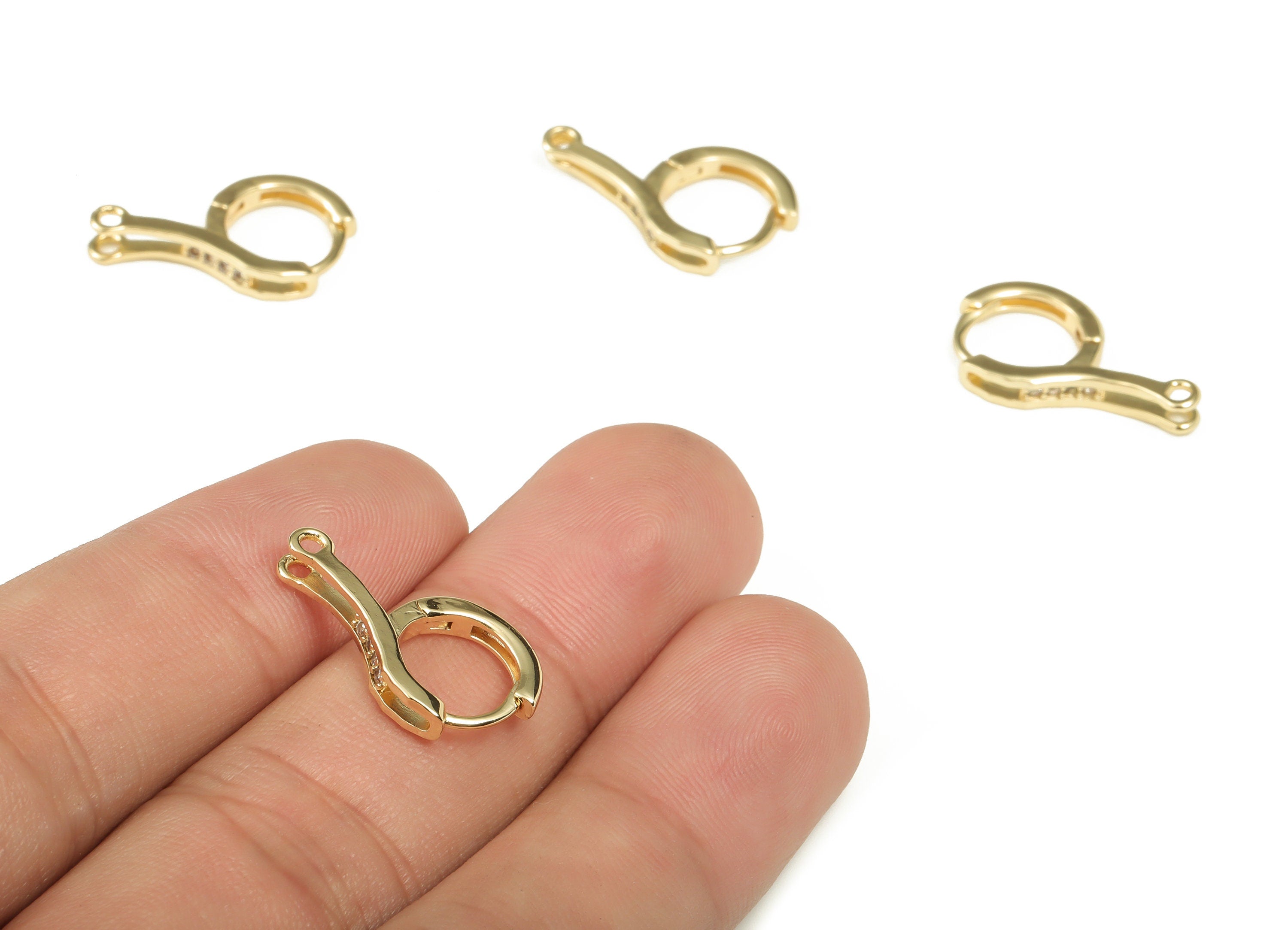 Brass Round Huggie Hoop Earrings - Gold Multicolor Zircon Hoops – Stud Earrings – 18K Real Gold Plated Brass - 21.06x11.79x1.69mm - RGP3402 - DOMEDBAZAAR