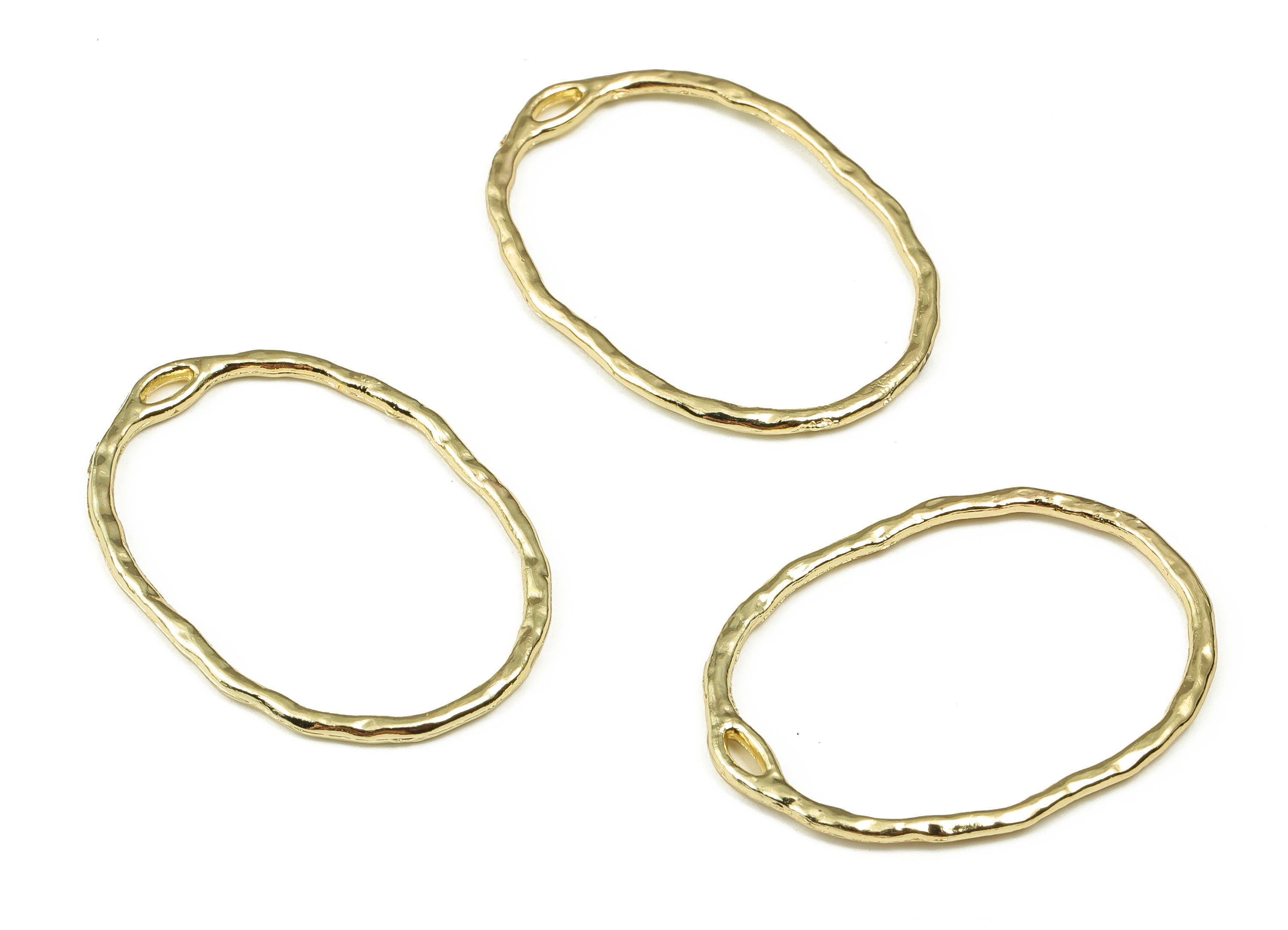 Alloy Oval Earring Charms - Zinc Alloy Oval Pendant - Gold Tone Plated Alloy - Jewelry Making Supplies - 30.02x21.76x1.35mm - ZZ1807 - DOMEDBAZAAR