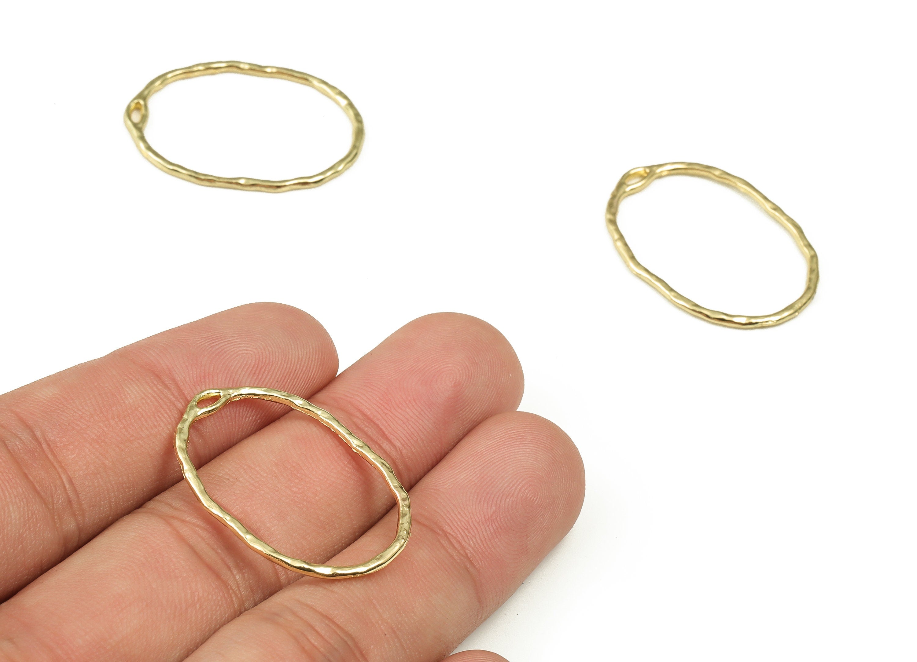 Alloy Oval Earring Charms - Zinc Alloy Oval Pendant - Gold Tone Plated Alloy - Jewelry Making Supplies - 30.02x21.76x1.35mm - ZZ1807 - DOMEDBAZAAR