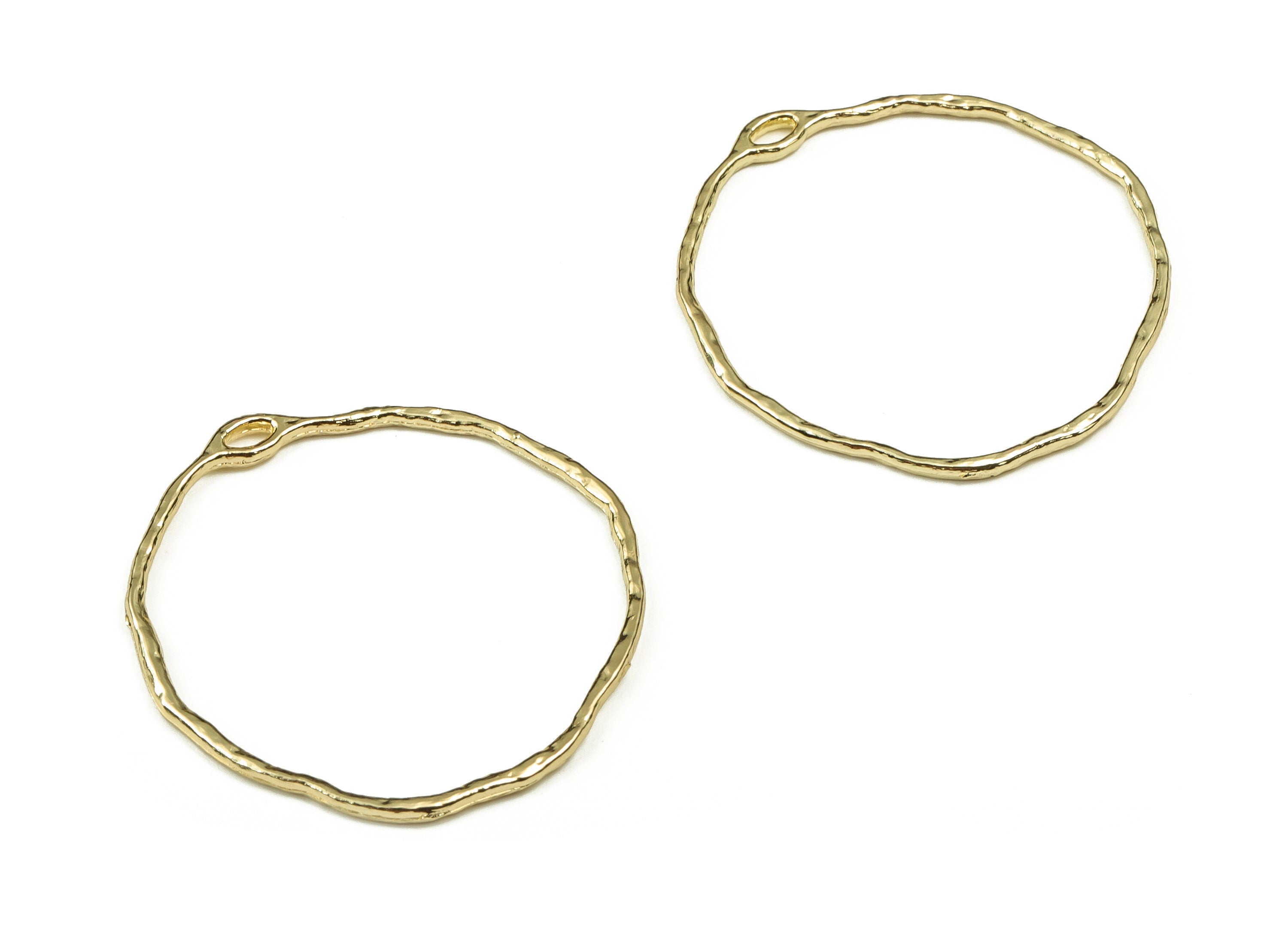 Alloy Round Earring Charms - Zinc Alloy Circle Pendant - Gold Tone Plated Alloy - Jewelry Making Supplies - 35.27x34.5x1.52mm - ZZ1810 - DOMEDBAZAAR
