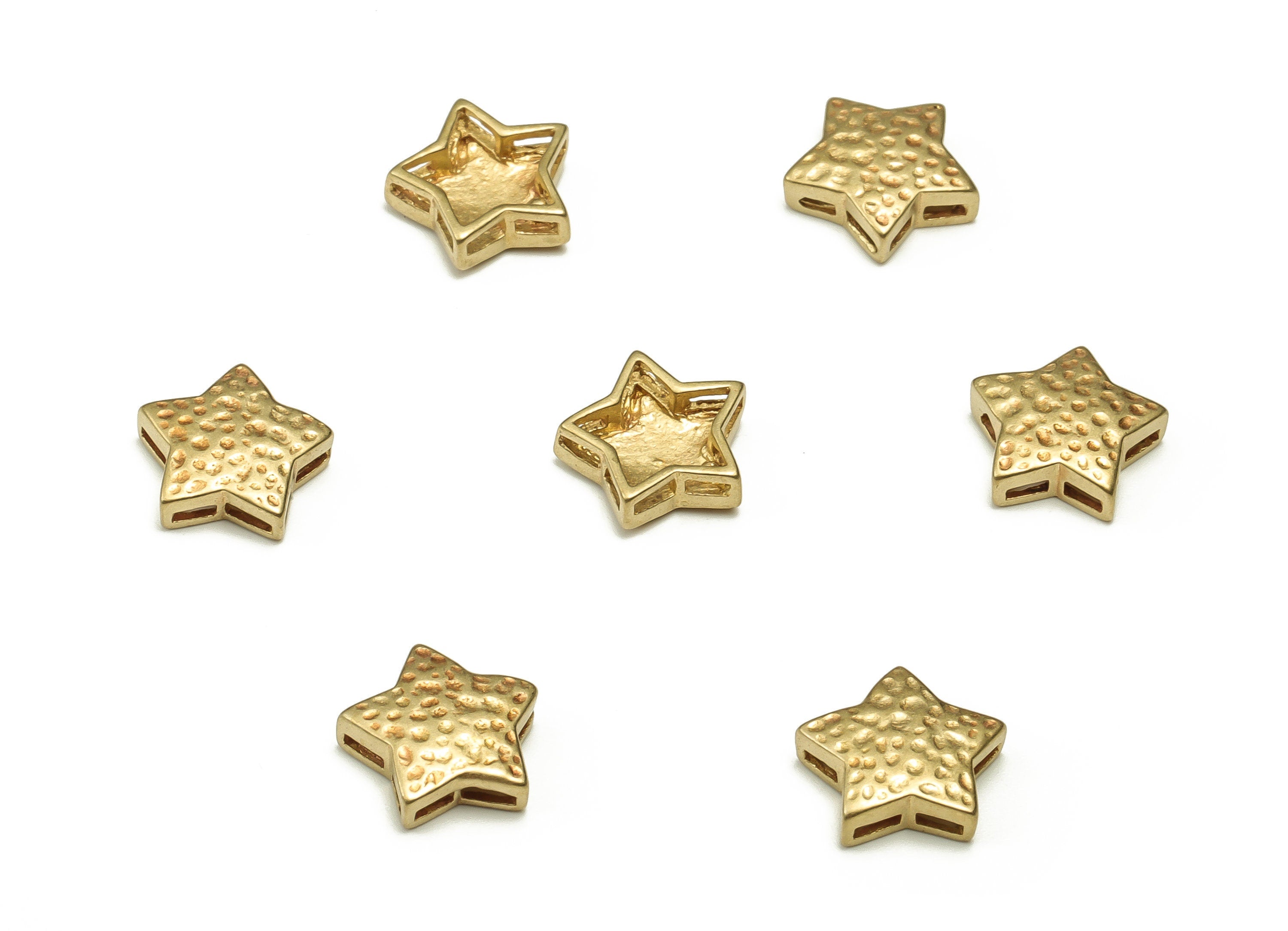Brass Star Beads - Raw Brass Star Spacer Beads - Brass Star Charms - Earring Finding - Jewelry Making Supplies - 9.61x9.27x3.03mm - PP4564 - DOMEDBAZAAR