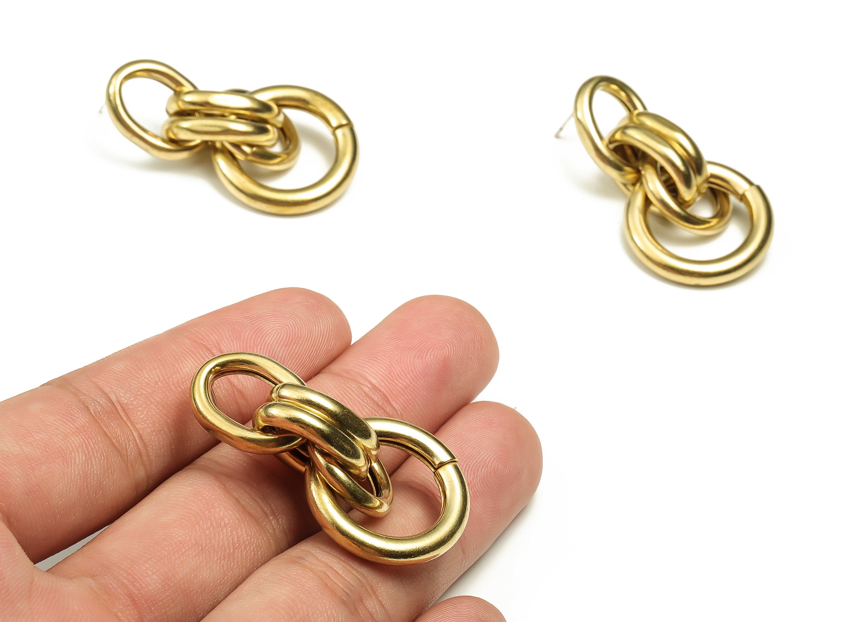 Brass Oval Earring Stud - Raw Brass Round Earring Post - Brass Stud - Earring Post - Jewelry Making Supplies - 42.39x22.41x6.99mm - PP4467 - DOMEDBAZAAR