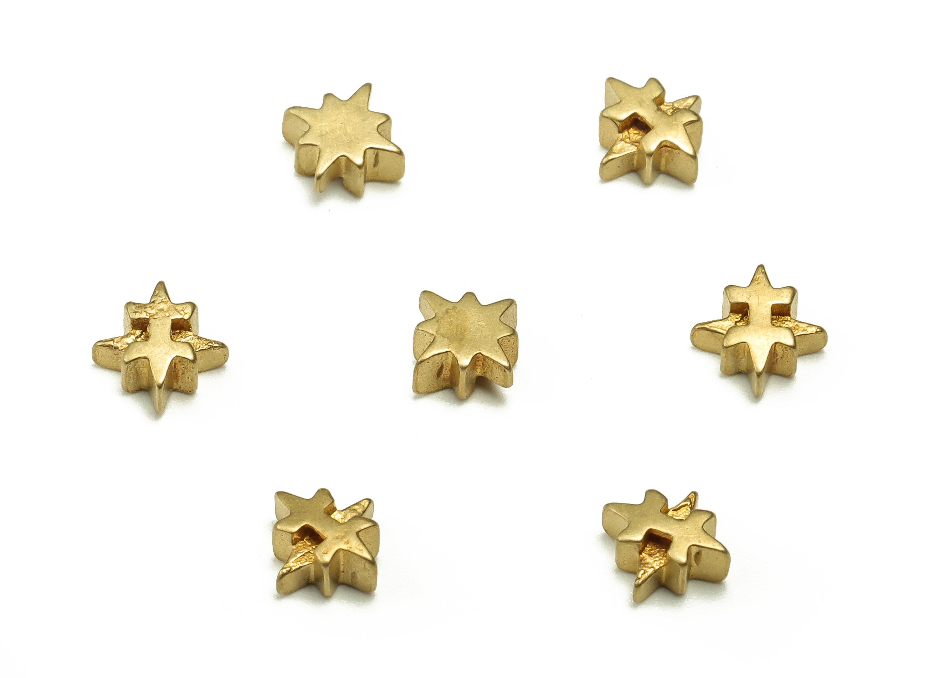 Brass Star Beads – Raw Brass Star Spacer Beads – Brass Star Charms - Earring Finding - Jewelry Making Supplies - 6.24x6.24x2.71mm - PP4646 - DOMEDBAZAAR