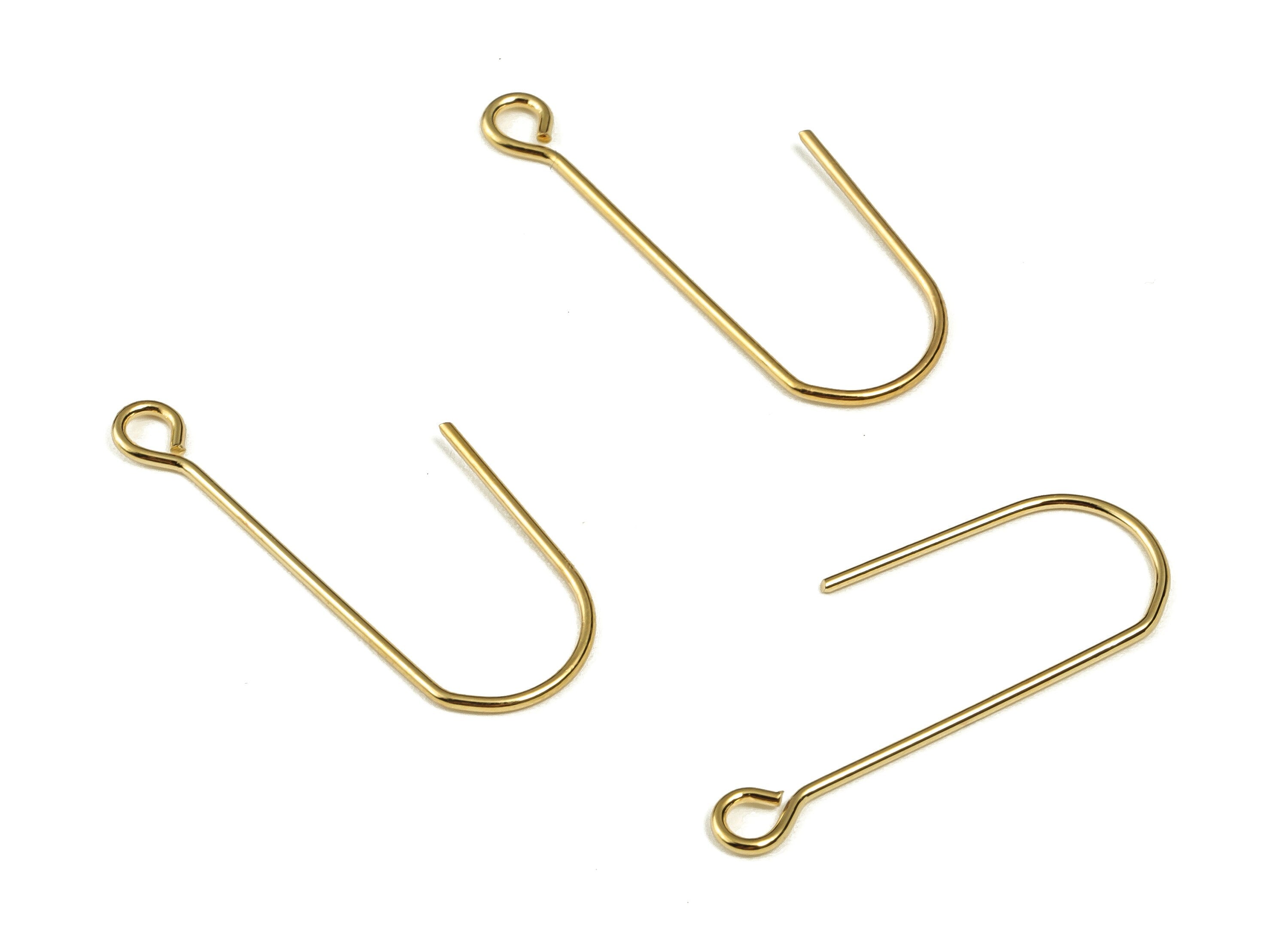 Brass Earring Hooks - 18K Real Gold Plated - Brass Gold Earring Wires - Brass Jewelry Making Supplies - 26.12x15.01x9.92mm - RGP3309 - DOMEDBAZAAR