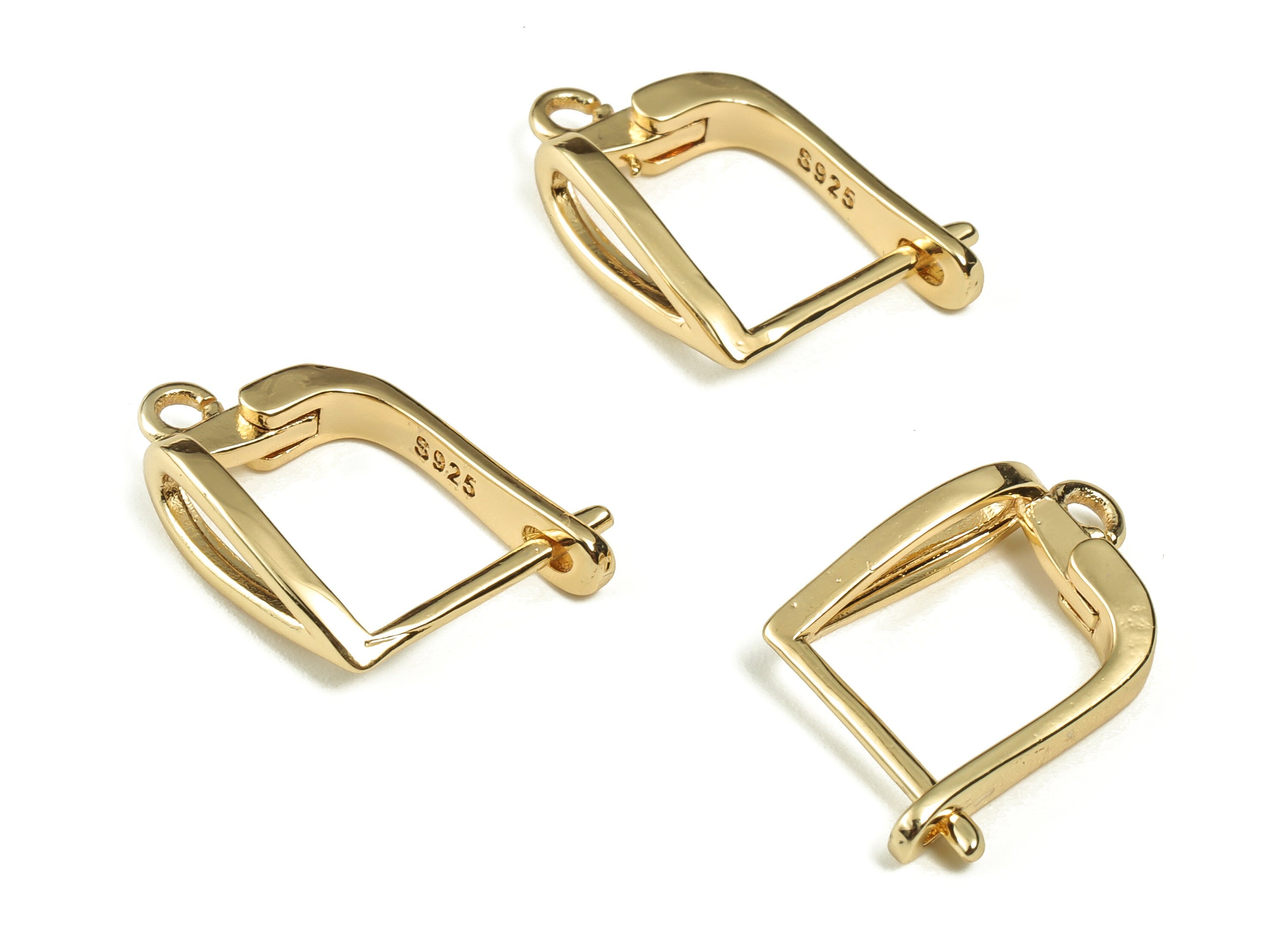 Brass Leverback Earring Clasp - Brass Plain Leverback - 18K Real Gold Plated Brass - Jewelry Making Supplies - 17.4x12.06x1.44mm - RGP3299 - DOMEDBAZAAR