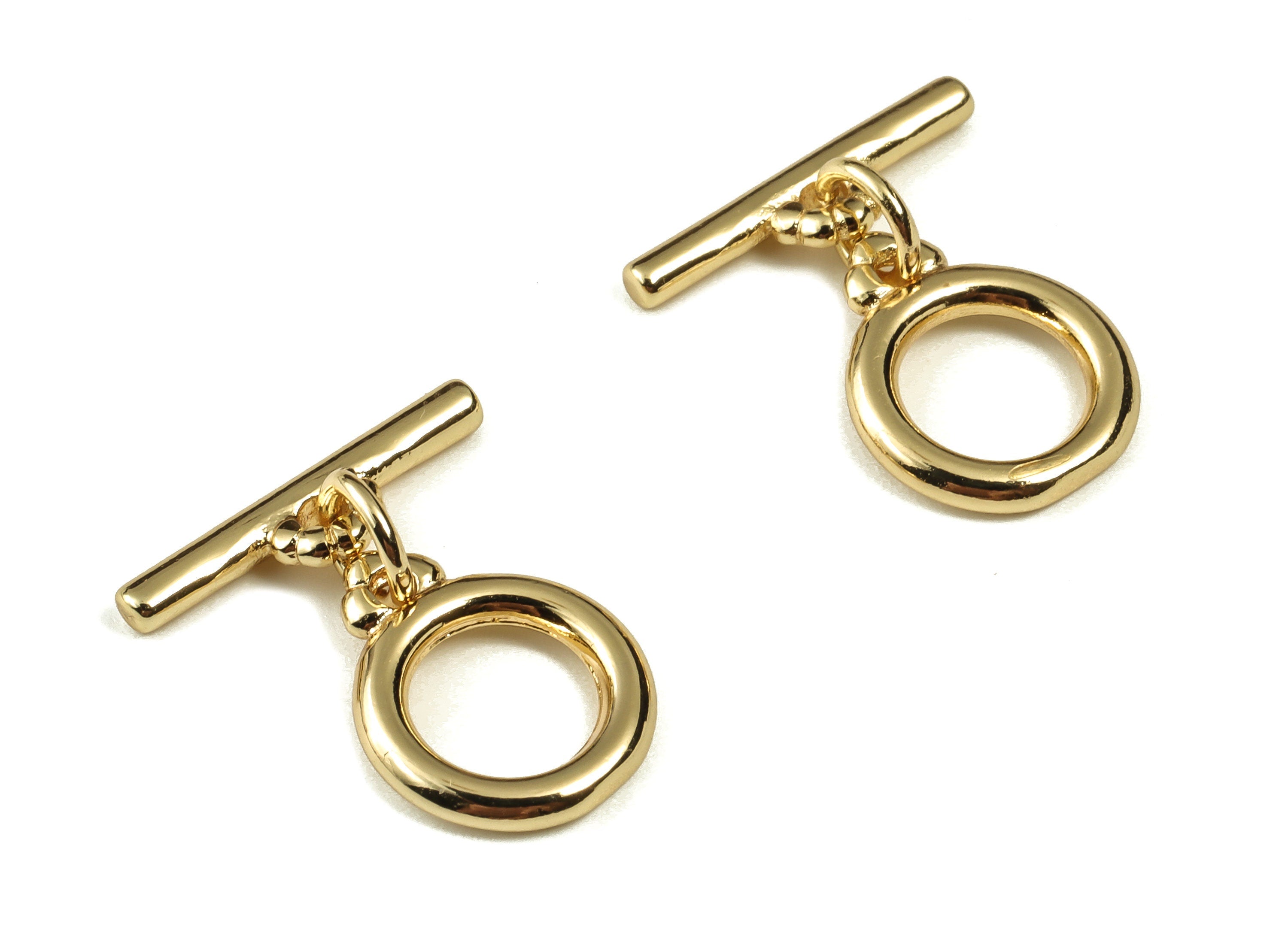 Brass Gold Plated Round Toggle Clasps – Ring Round Clasp Brass Toggle Clasp - 18K Real Gold Plated Brass – 16.29×14.48×1.66mm - RGP3192 - DOMEDBAZAAR