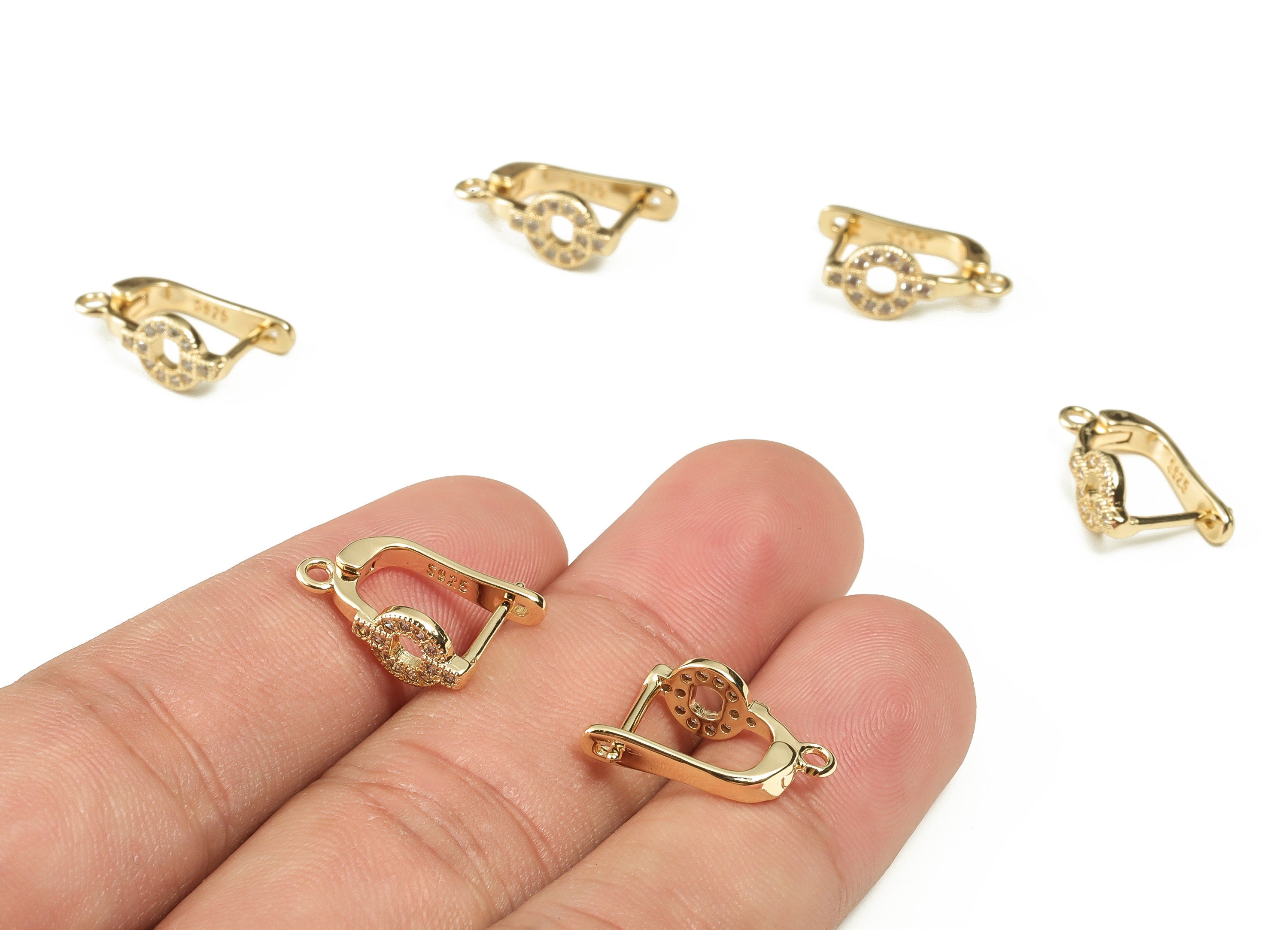 Brass Zircon Stud Earring - Brass Earring Stud with Zircon - 18K Real Gold Plated Brass - Jewelry Making Supplies -17.7x11.39x1.7mm- RGP3289 - DOMEDBAZAAR