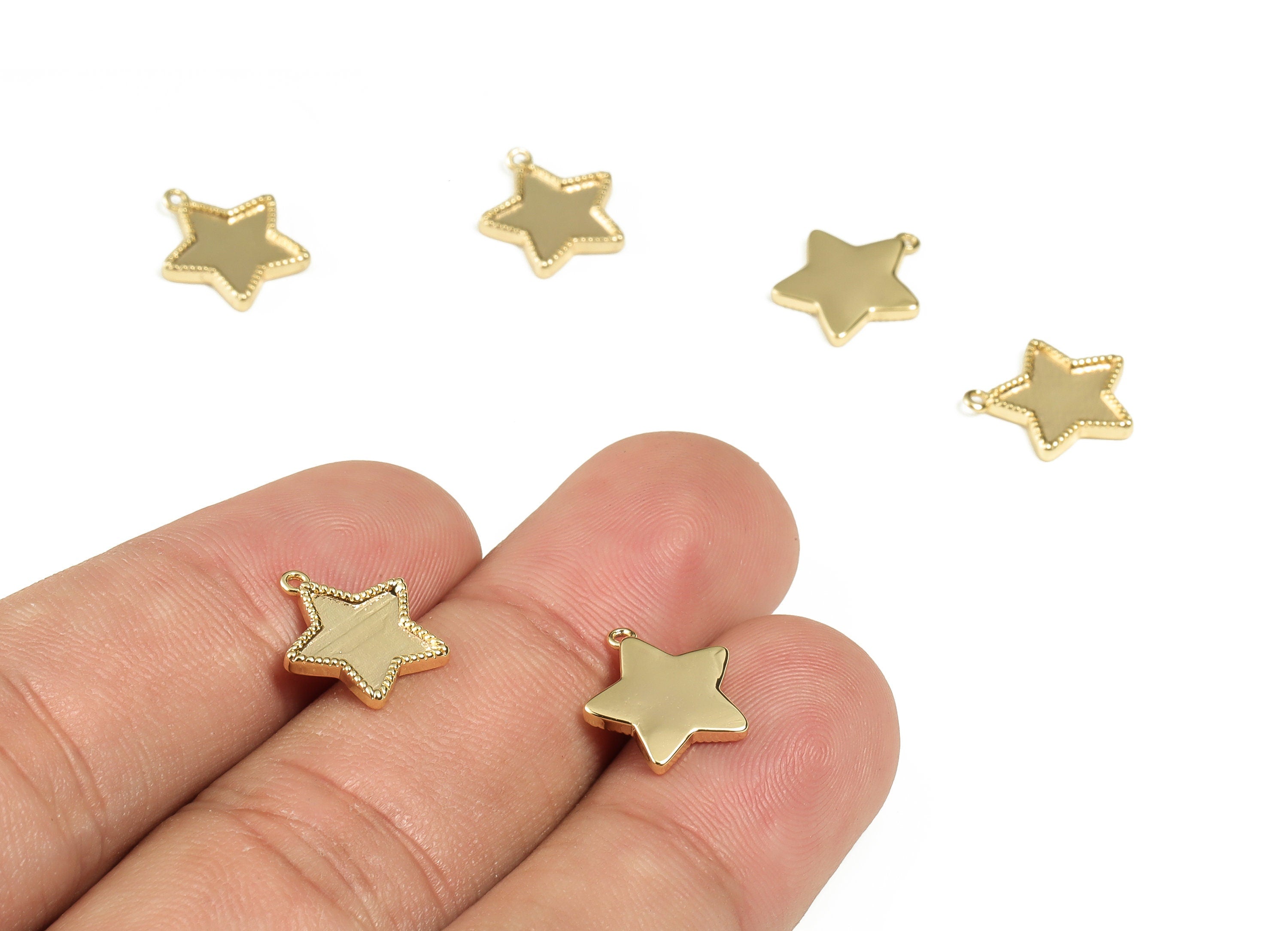 Brass Gold Plated Star Earring Charm – Star Pendant Cham - 18K Real Gold Plated Brass – Jewelry Supplies - 12.21× 11.03×1.6mm - RGP3189 - DOMEDBAZAAR