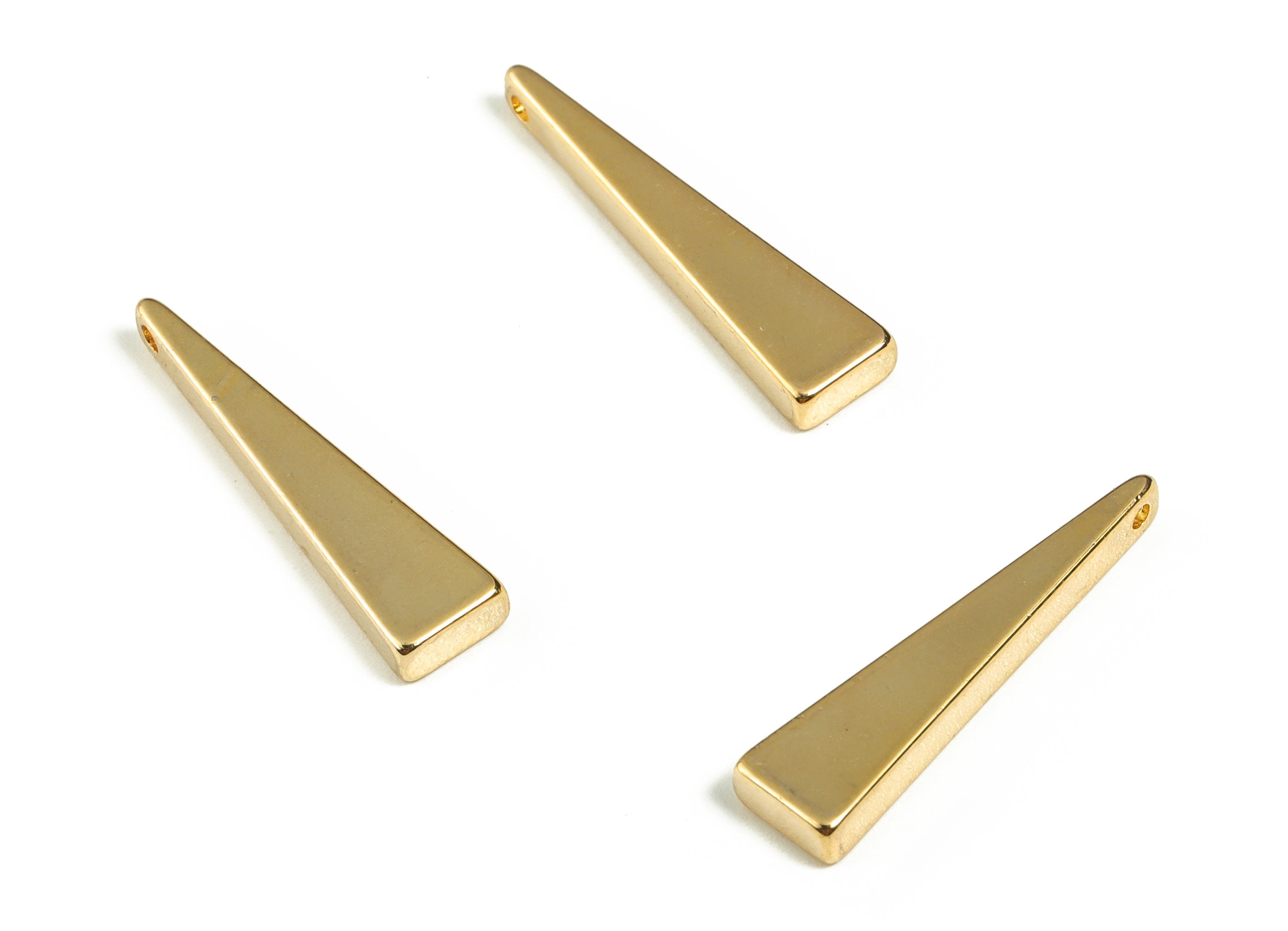 Brass Bar Charm Pendant - Brass Triangle Charm earrings - 18K Real Gold Plated Brass - DIY Jewelry Supplies - 22.58x5.45x2.63mm - RGP3096 - DOMEDBAZAAR