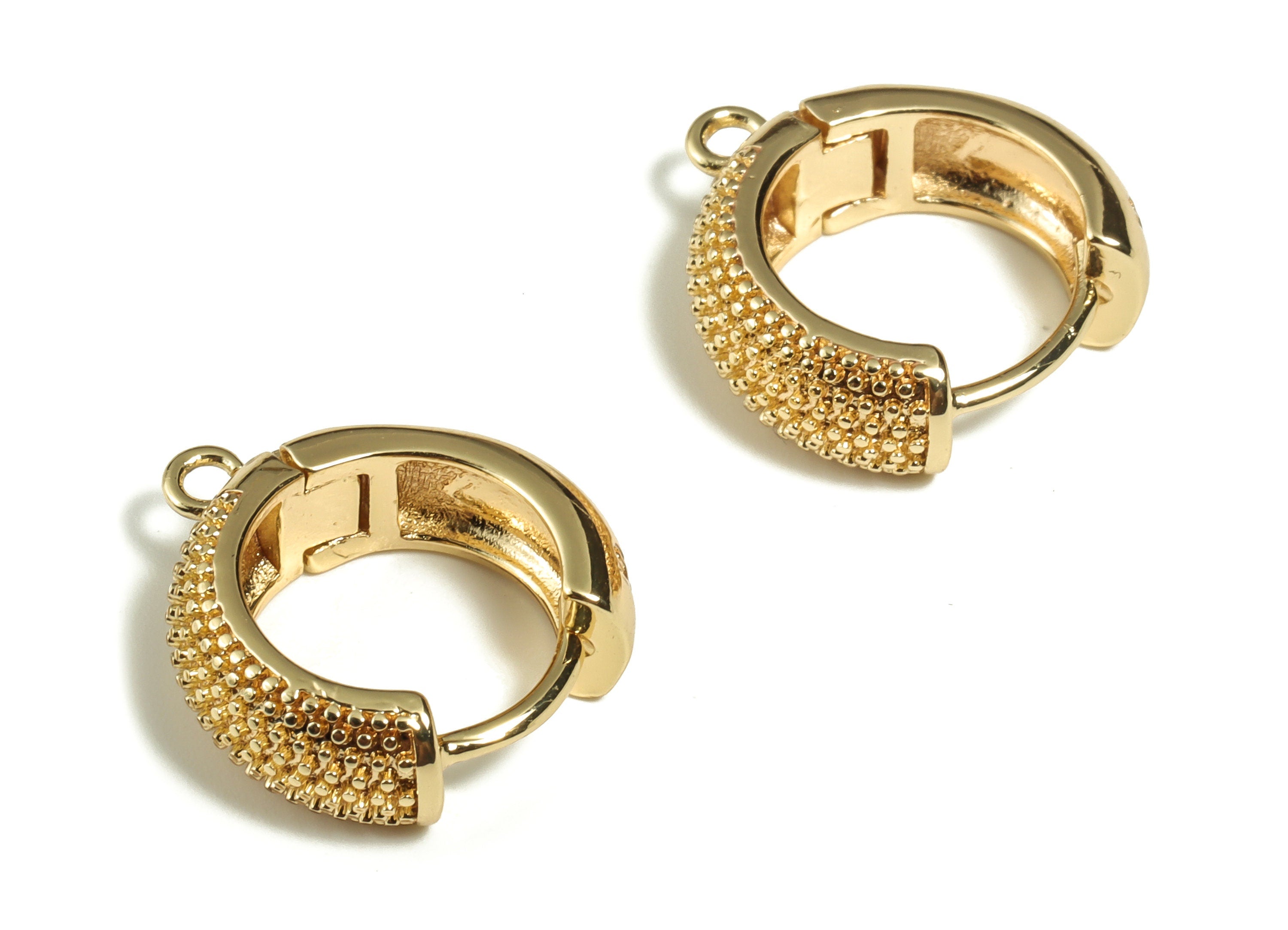 Brass Round Hoop Earring - Dainty Hoop Earrings - 18k Gold Plated Brass Circle Hoop Earrings - Jewelry Supplies -15.42x14.81x2.37mm- RGP3204 - DOMEDBAZAAR