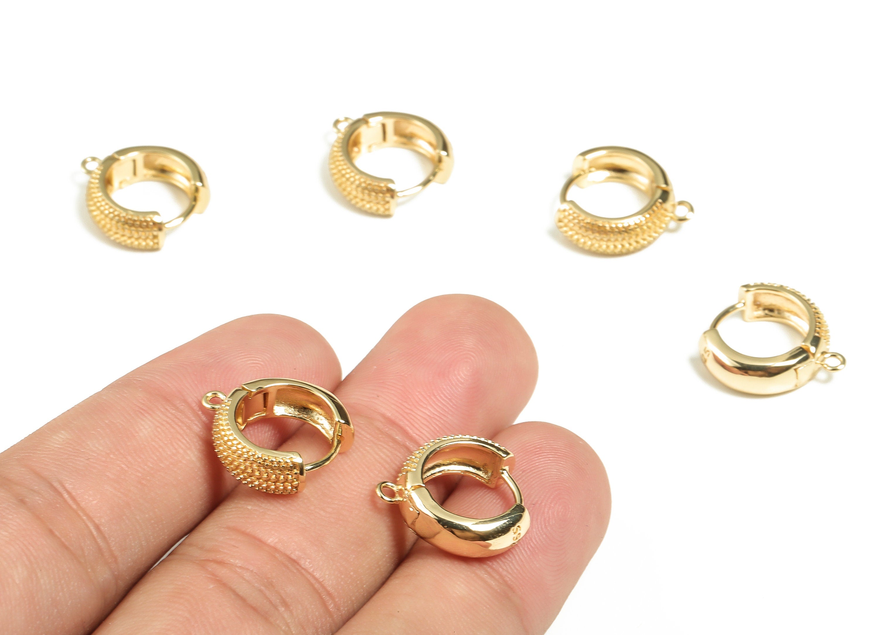 Brass Round Hoop Earring - Dainty Hoop Earrings - 18k Gold Plated Brass Circle Hoop Earrings - Jewelry Supplies -15.42x14.81x2.37mm- RGP3204 - DOMEDBAZAAR