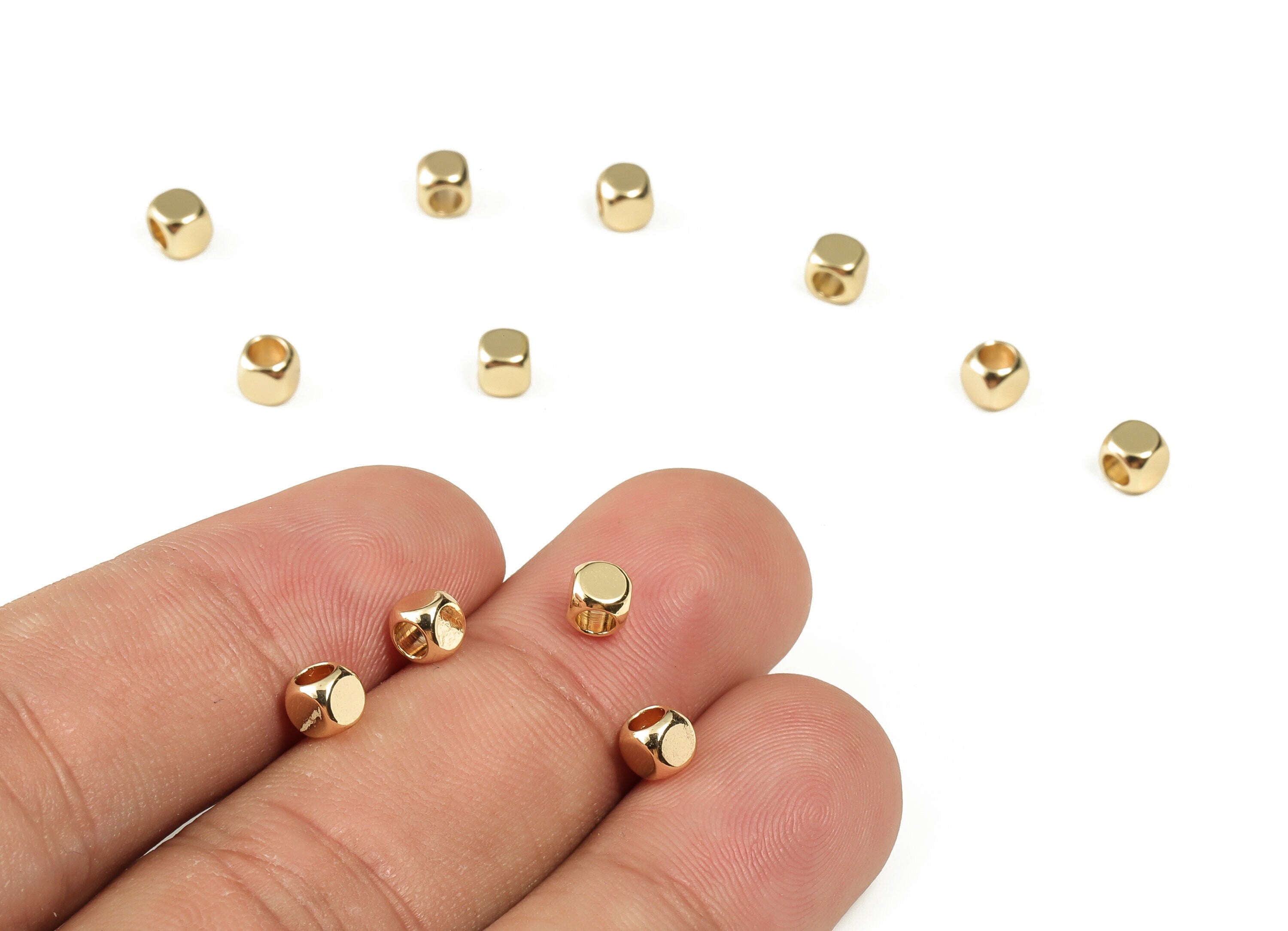 Brass Round Spacer Beads - Raw Brass Round Beads - 18K Real Gold Plated Brass - Jewelry Making Supplies - 3.99× 3.99mm - RGP3251 - DOMEDBAZAAR